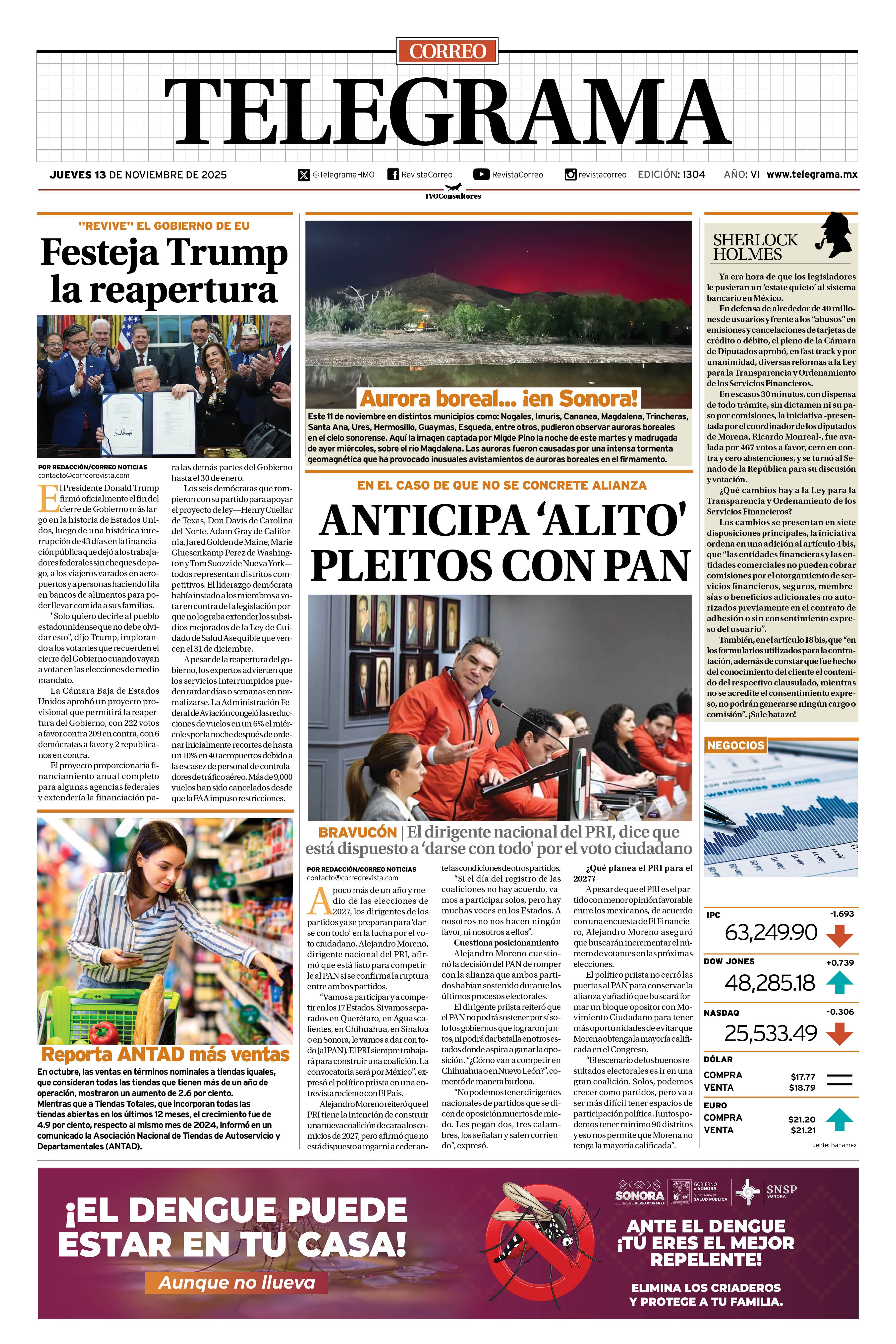 Portada de la edición TELEGRAMA 1304