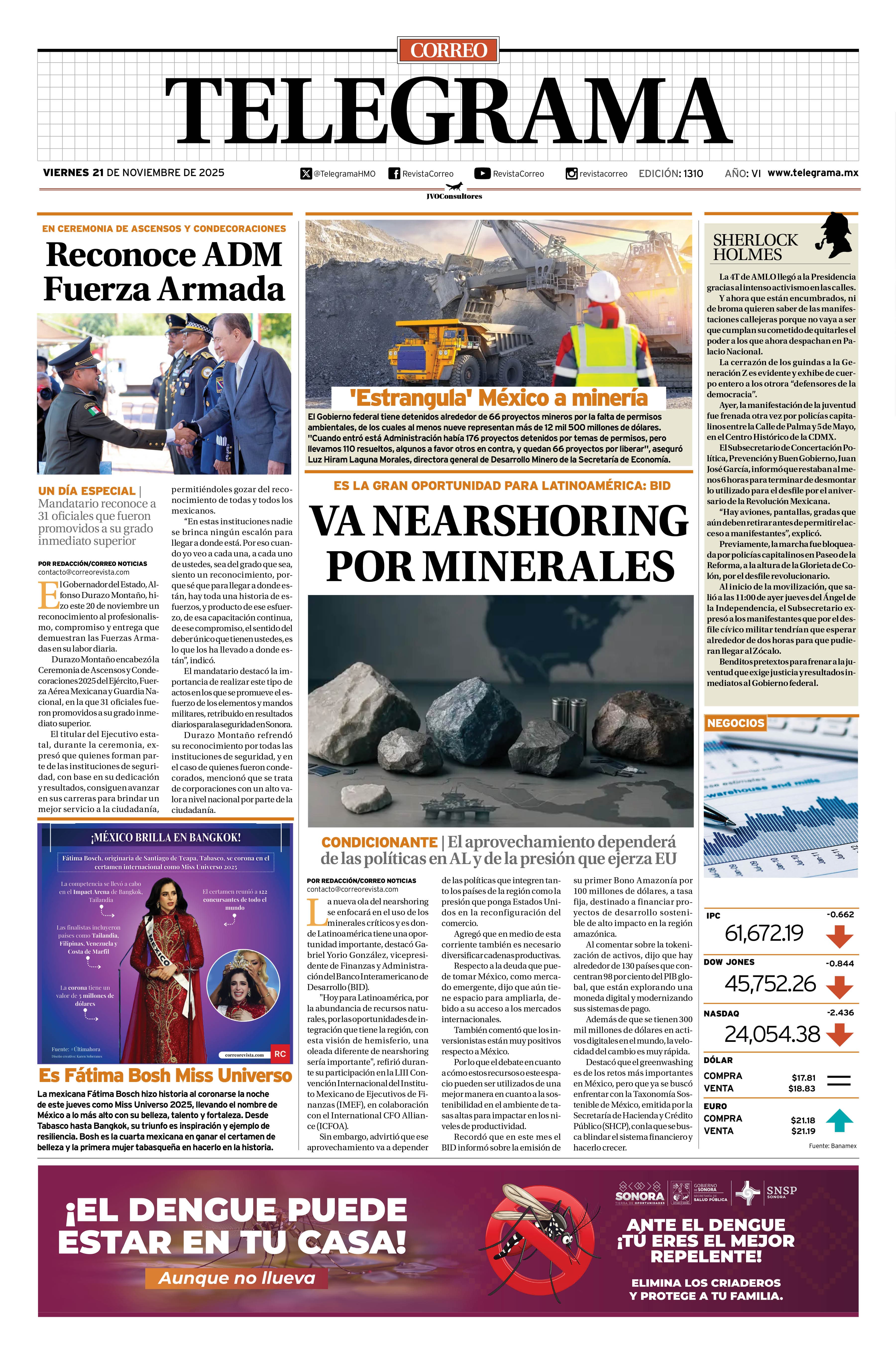 Portada de la edición TELEGRAMA 1310