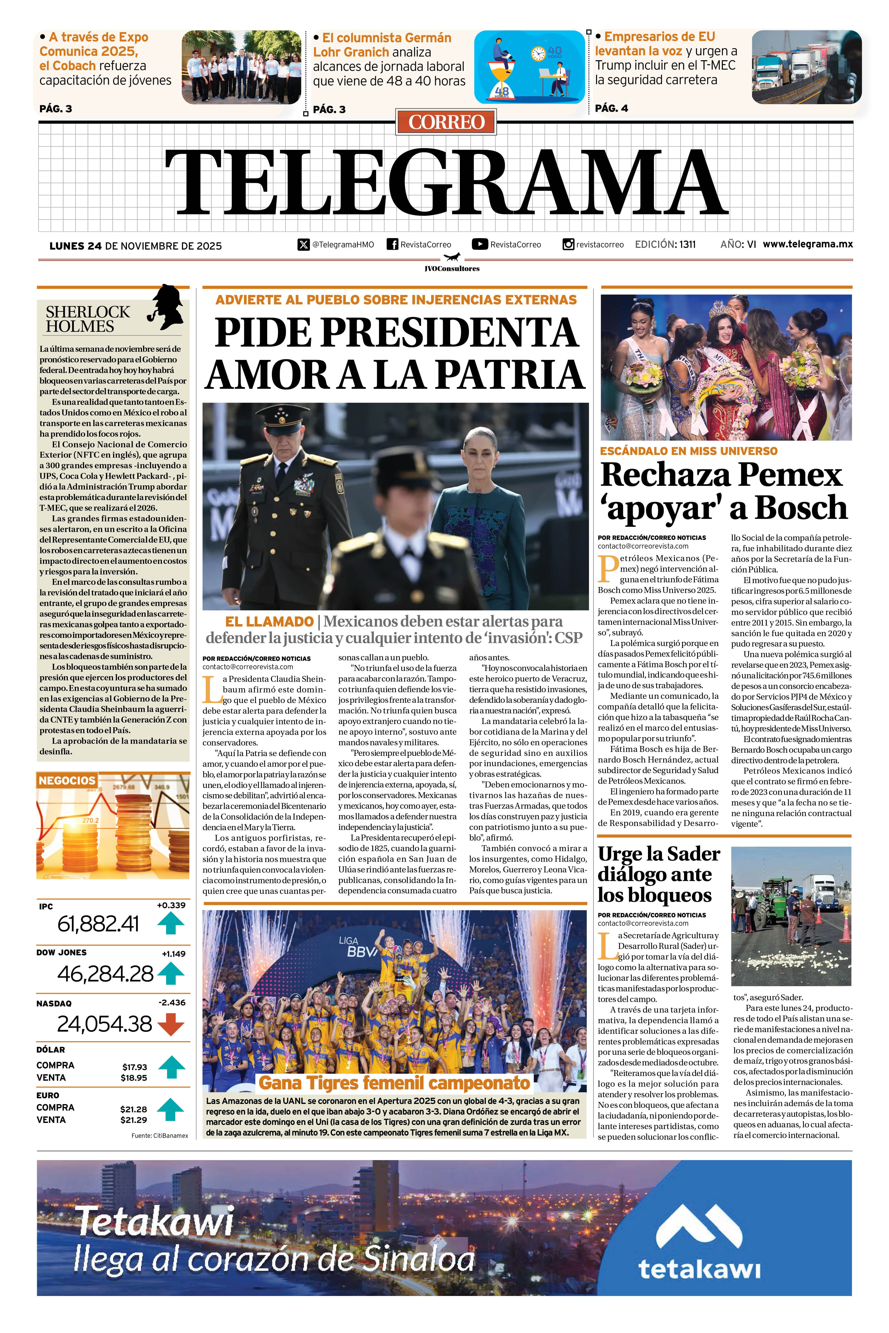 Portada de la edición TELEGRAMA 1311