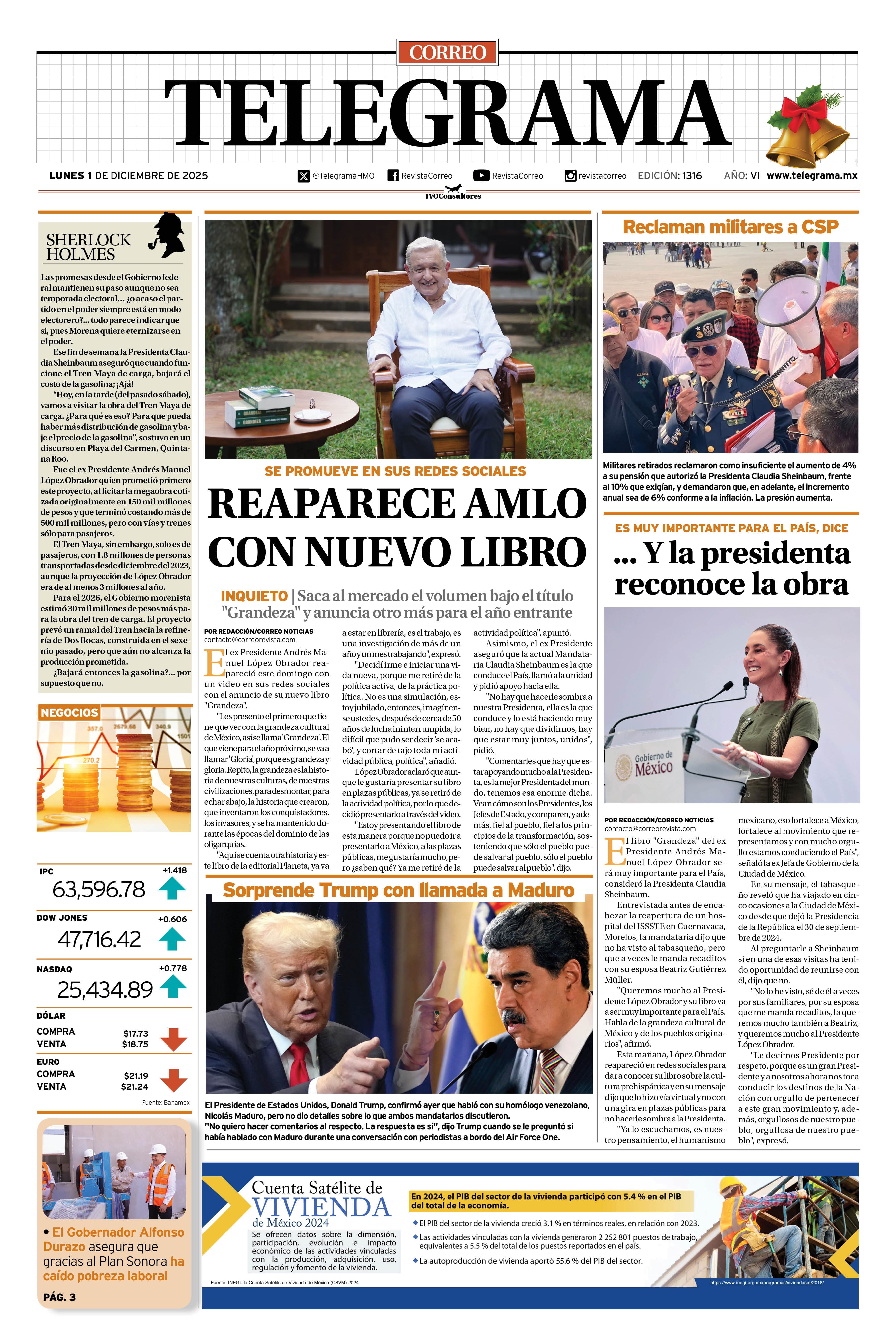 Portada de la edición TELEGRAMA 1316