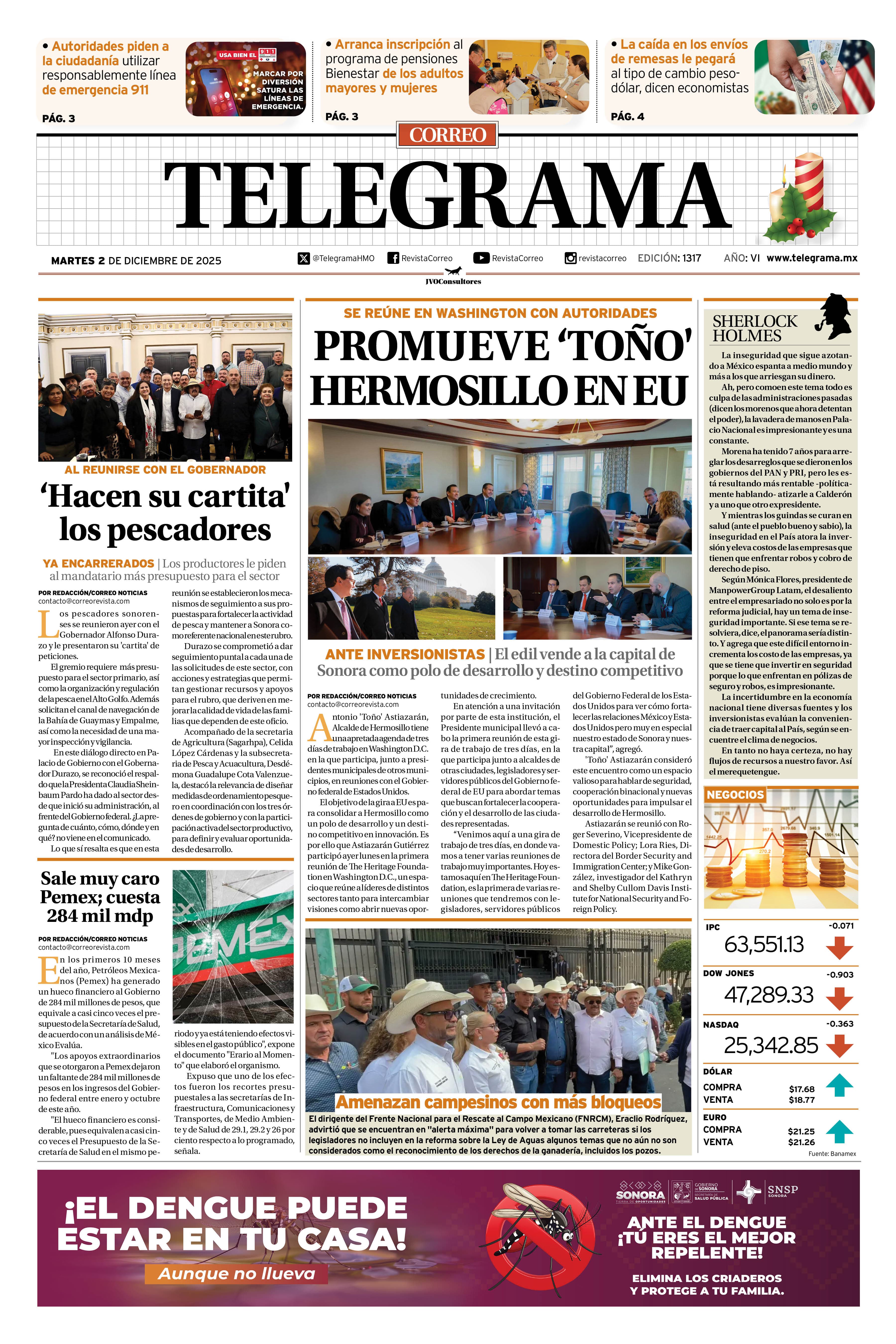 Portada de la edición TELEGRAMA 1317