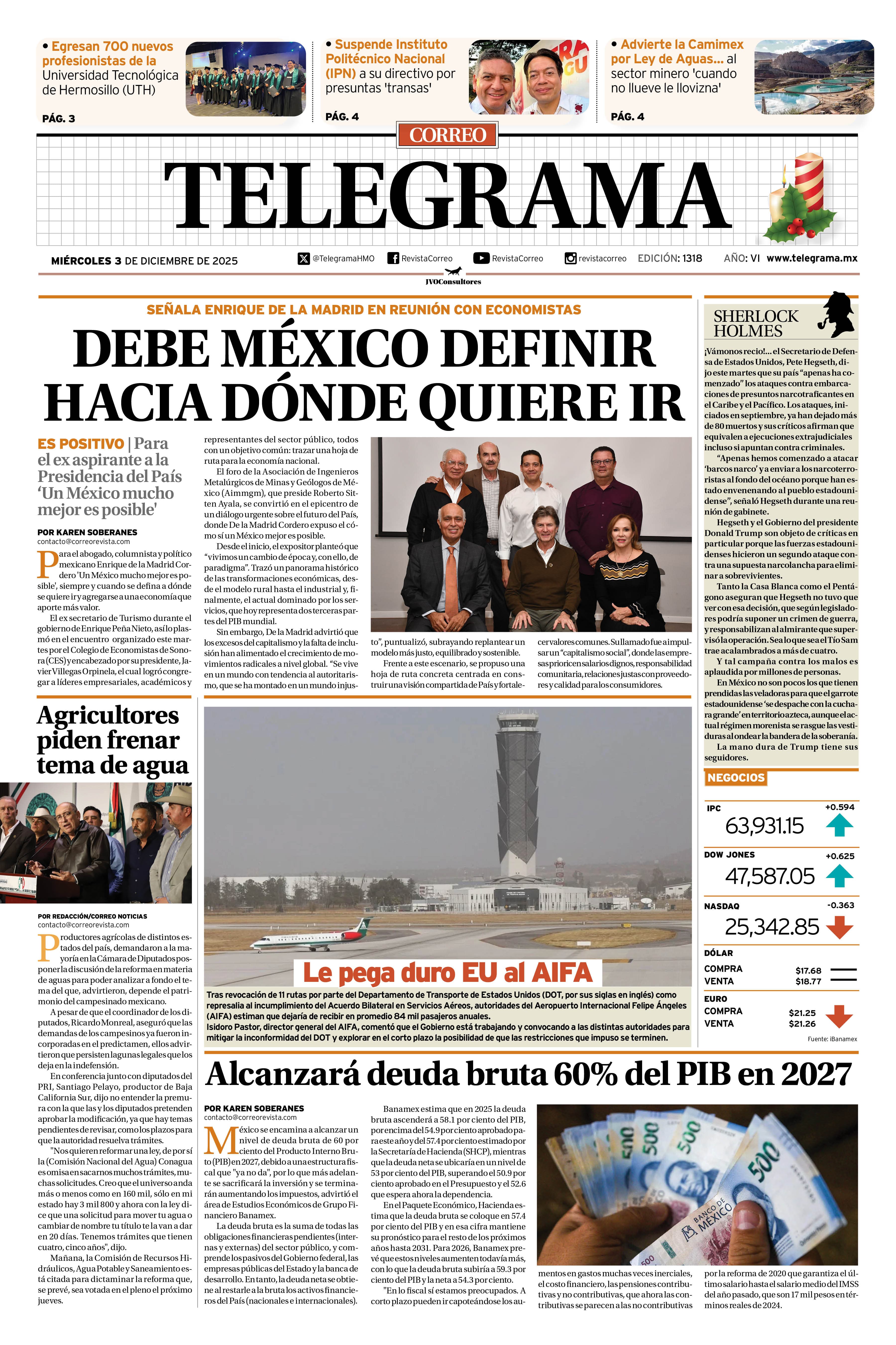 Portada de la edición TELEGRAMA 1318