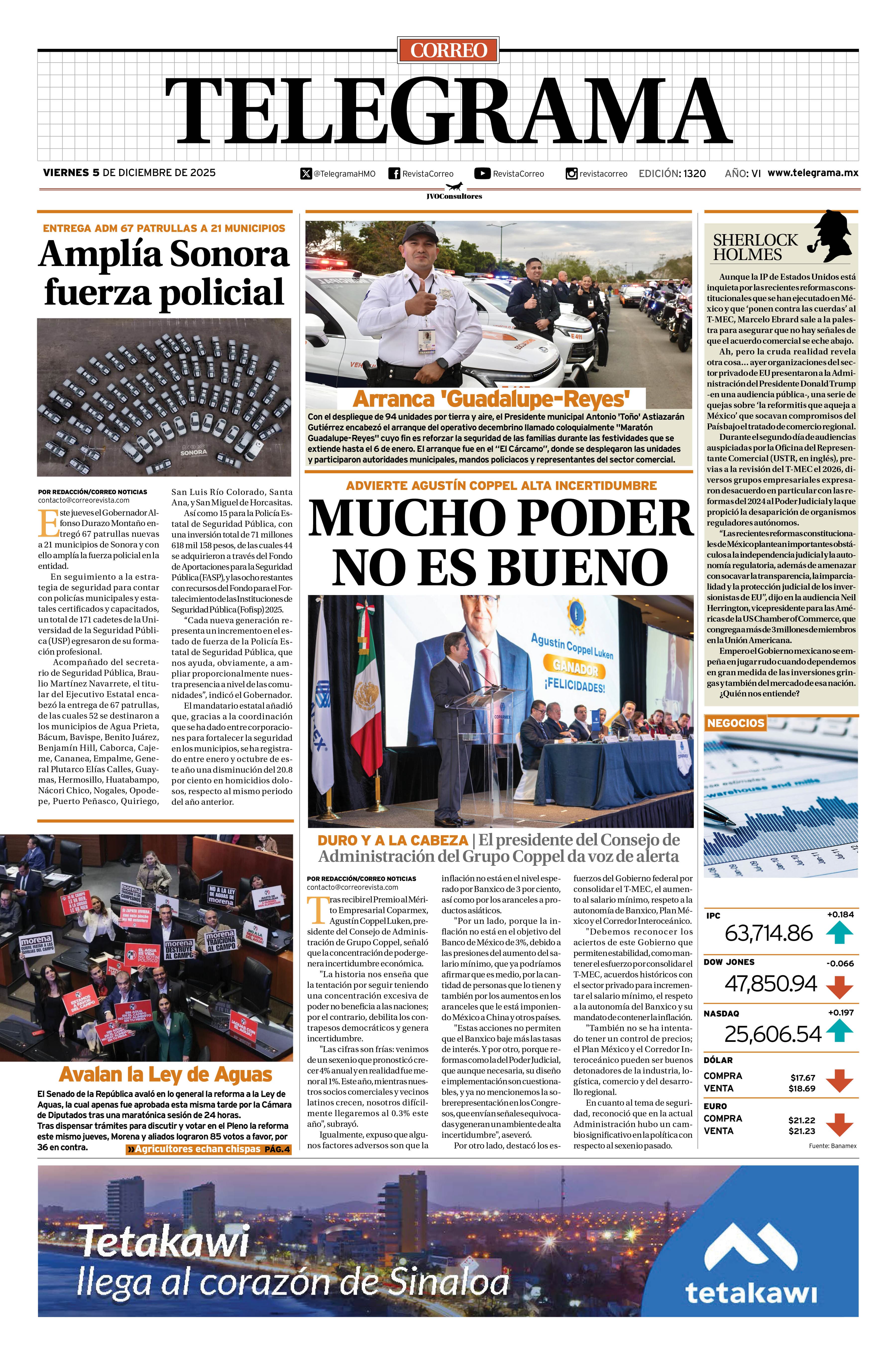 Portada de la edición TELEGRAMA 1320