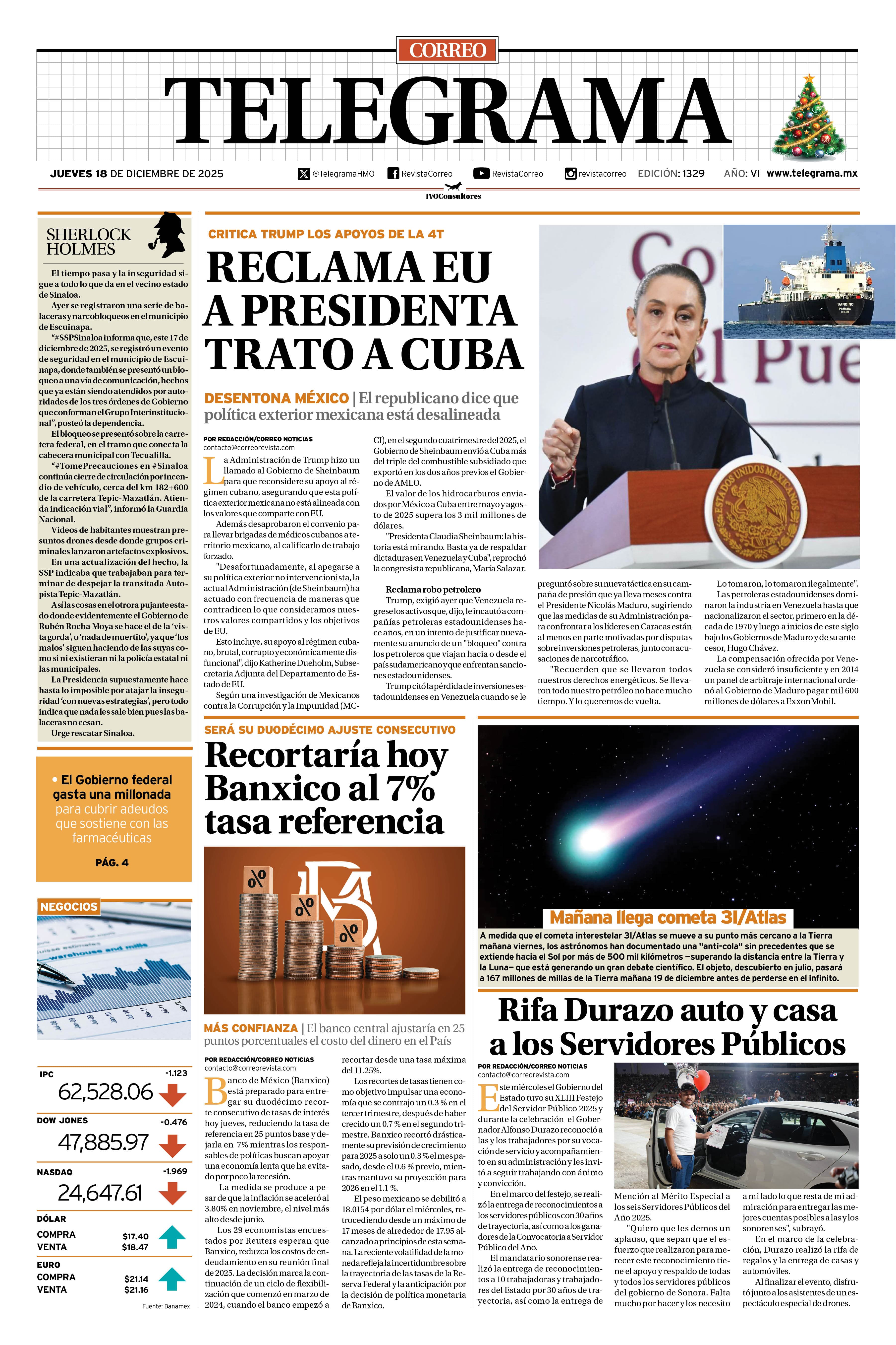 Portada de la edición TELEGRAMA 1329