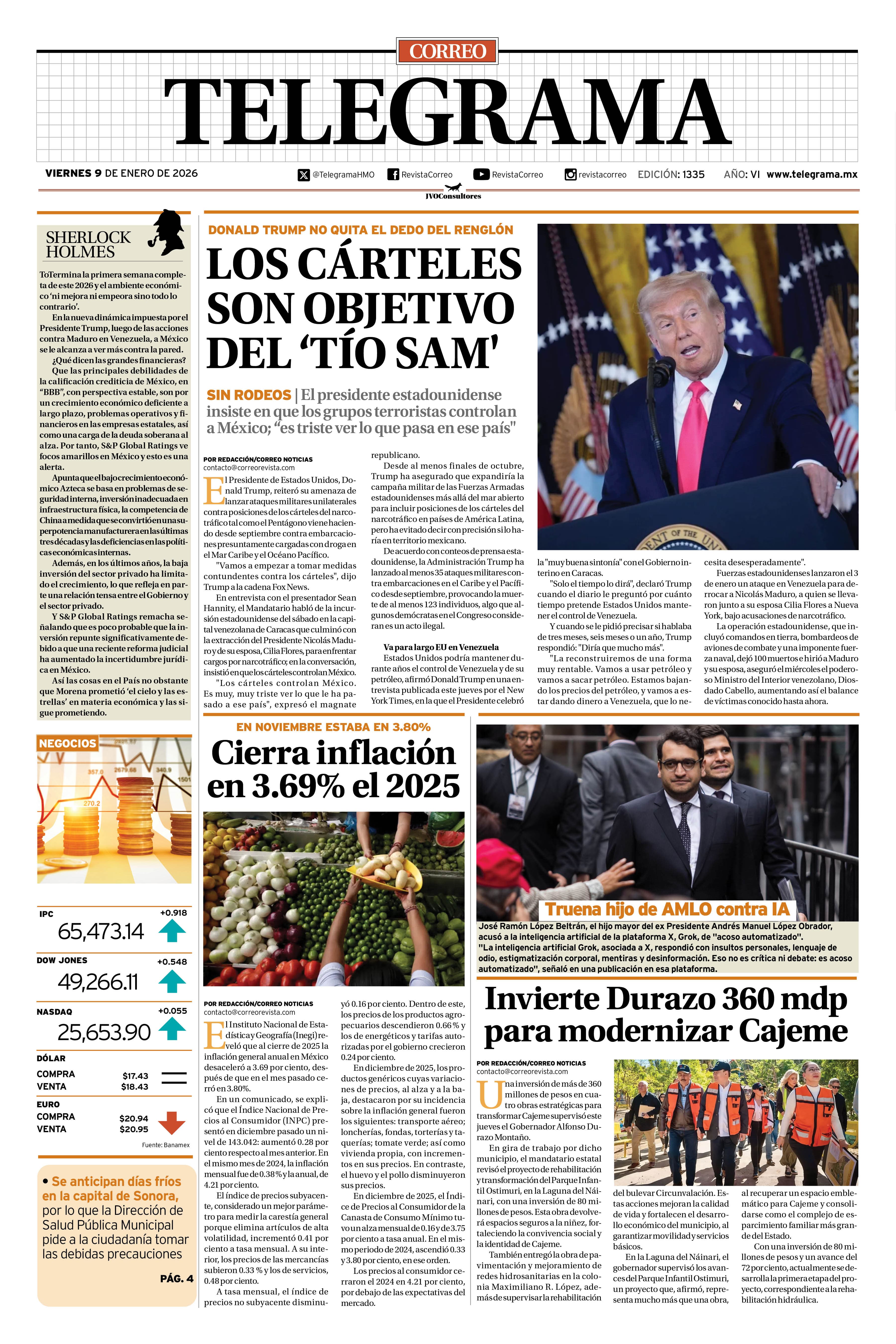 Portada de la edición TELEGRAMA 1335