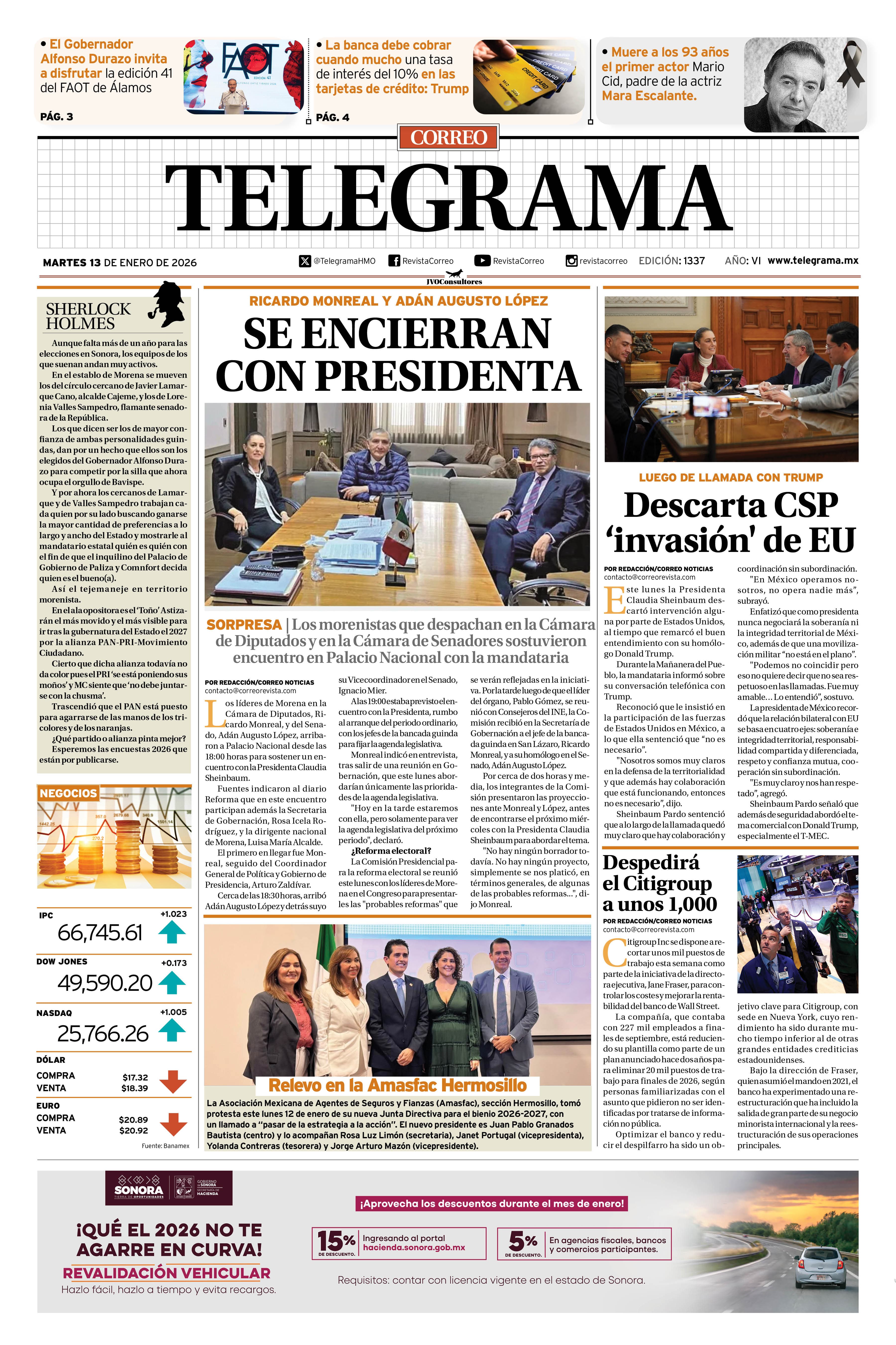 Portada de la edición TELEGRAMA 1337