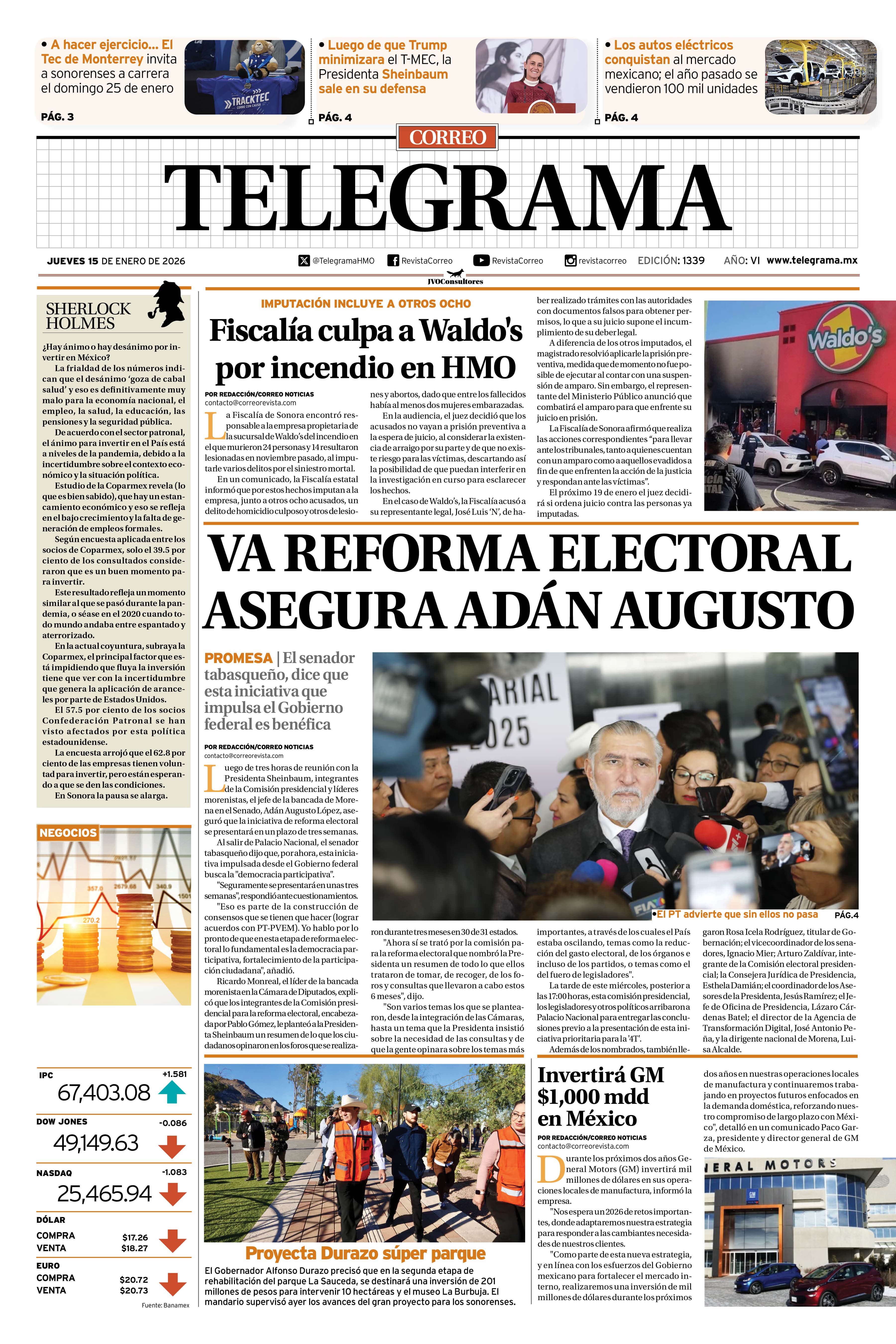 Portada de la edición TELEGRAMA 1339