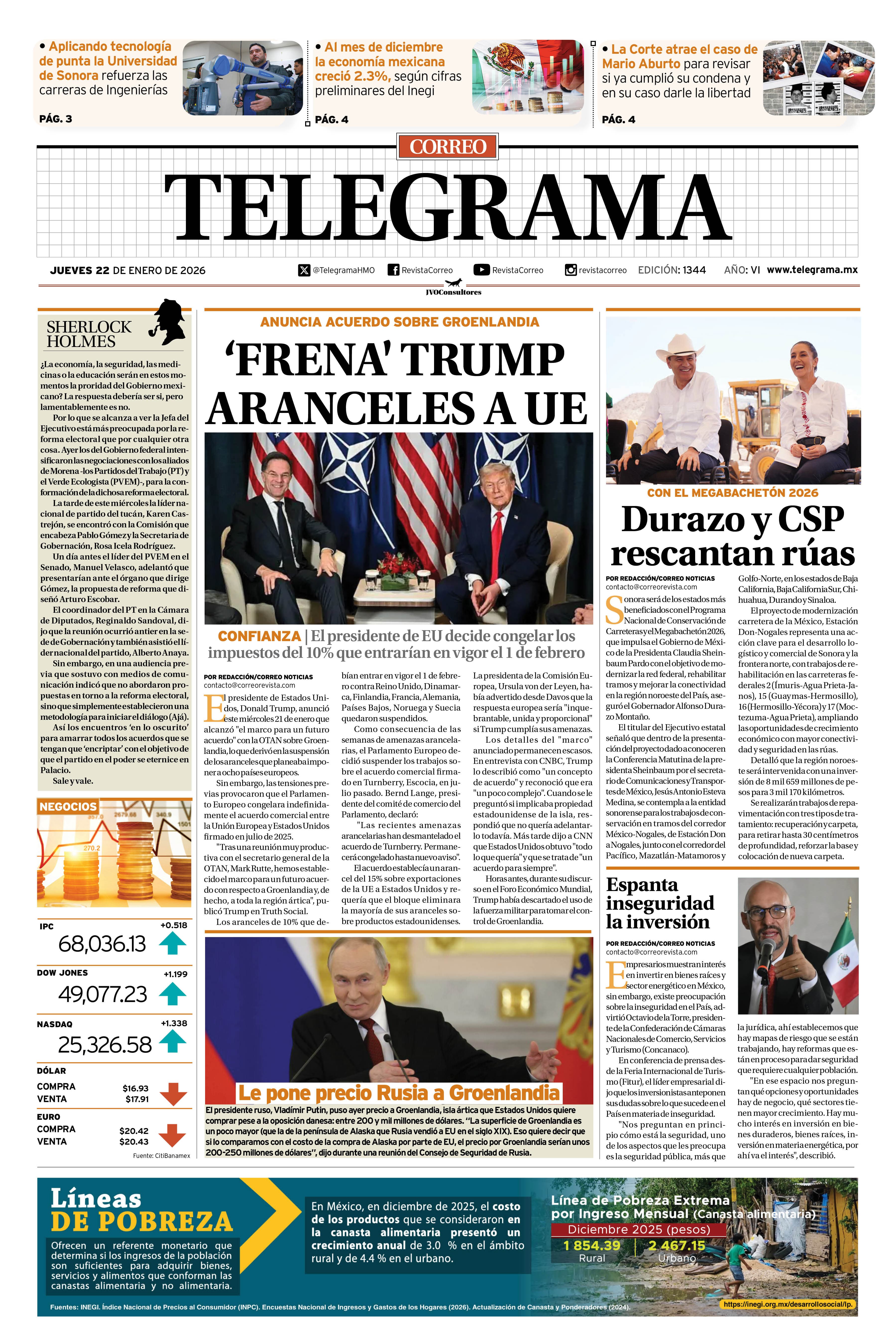 Portada de la edición TELEGRAMA 1344