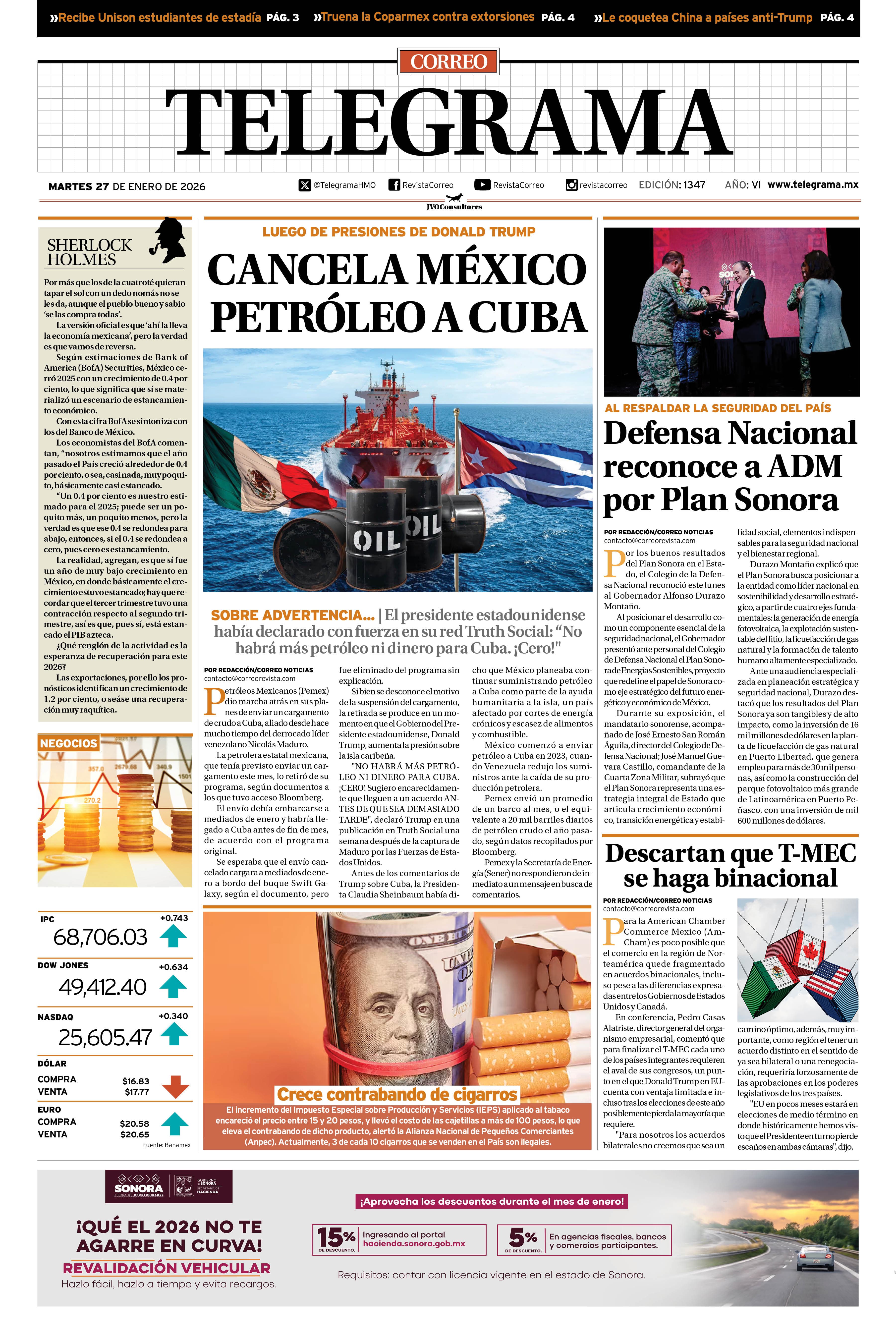 Portada de la edición TELEGRAMA 1347