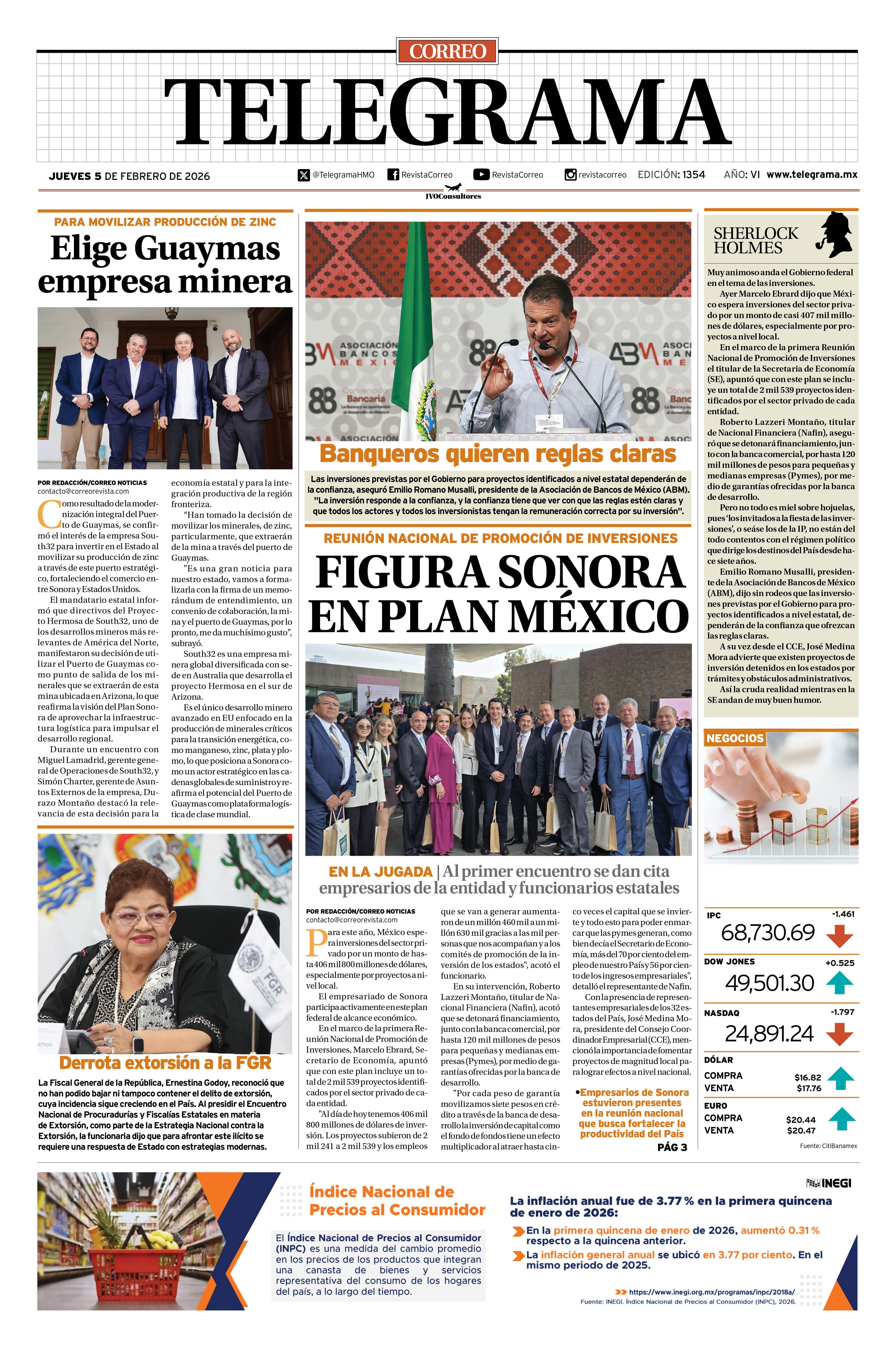 Portada de la edición TELEGRAMA 1354