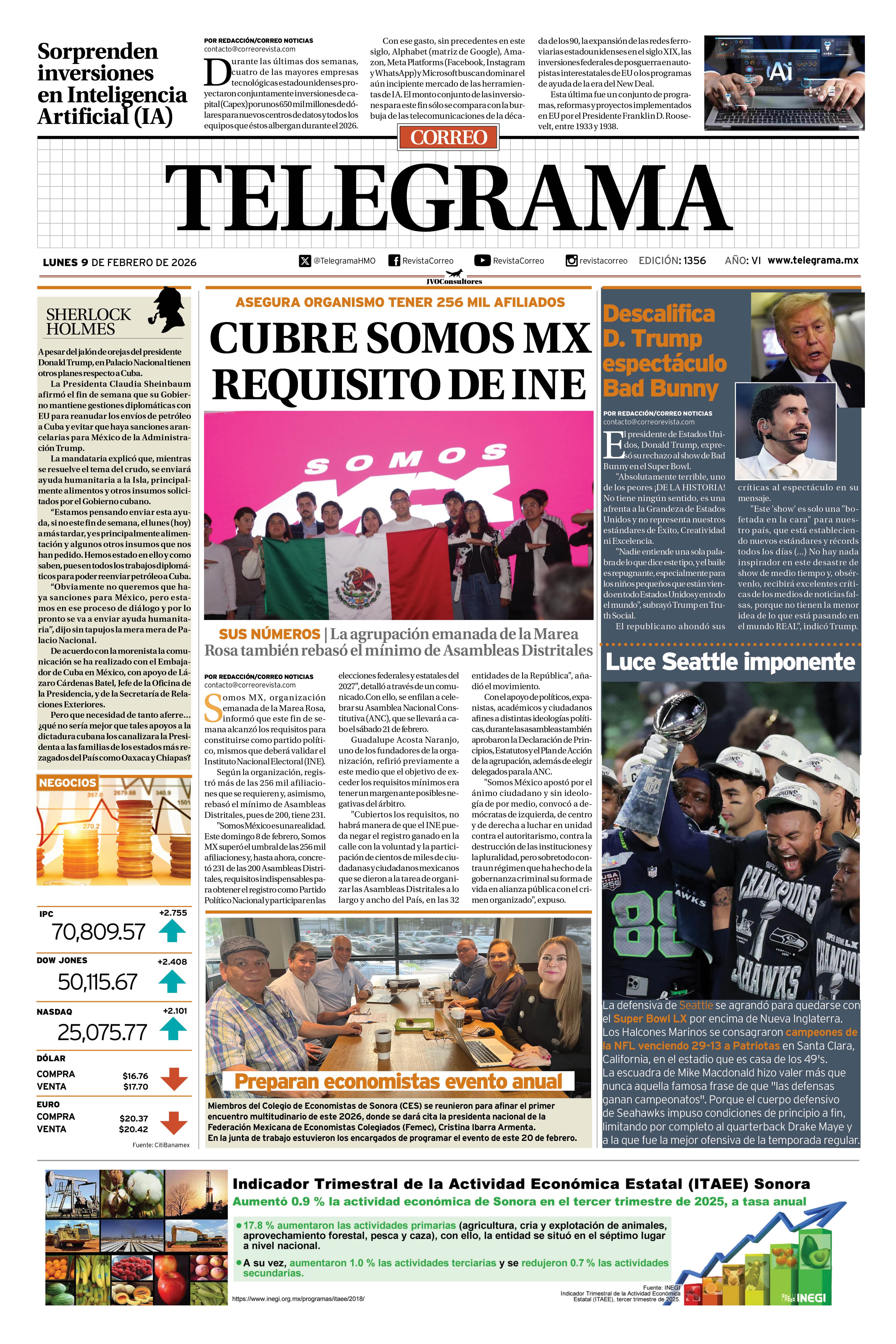 Portada de la edición TELEGRAMA 1356