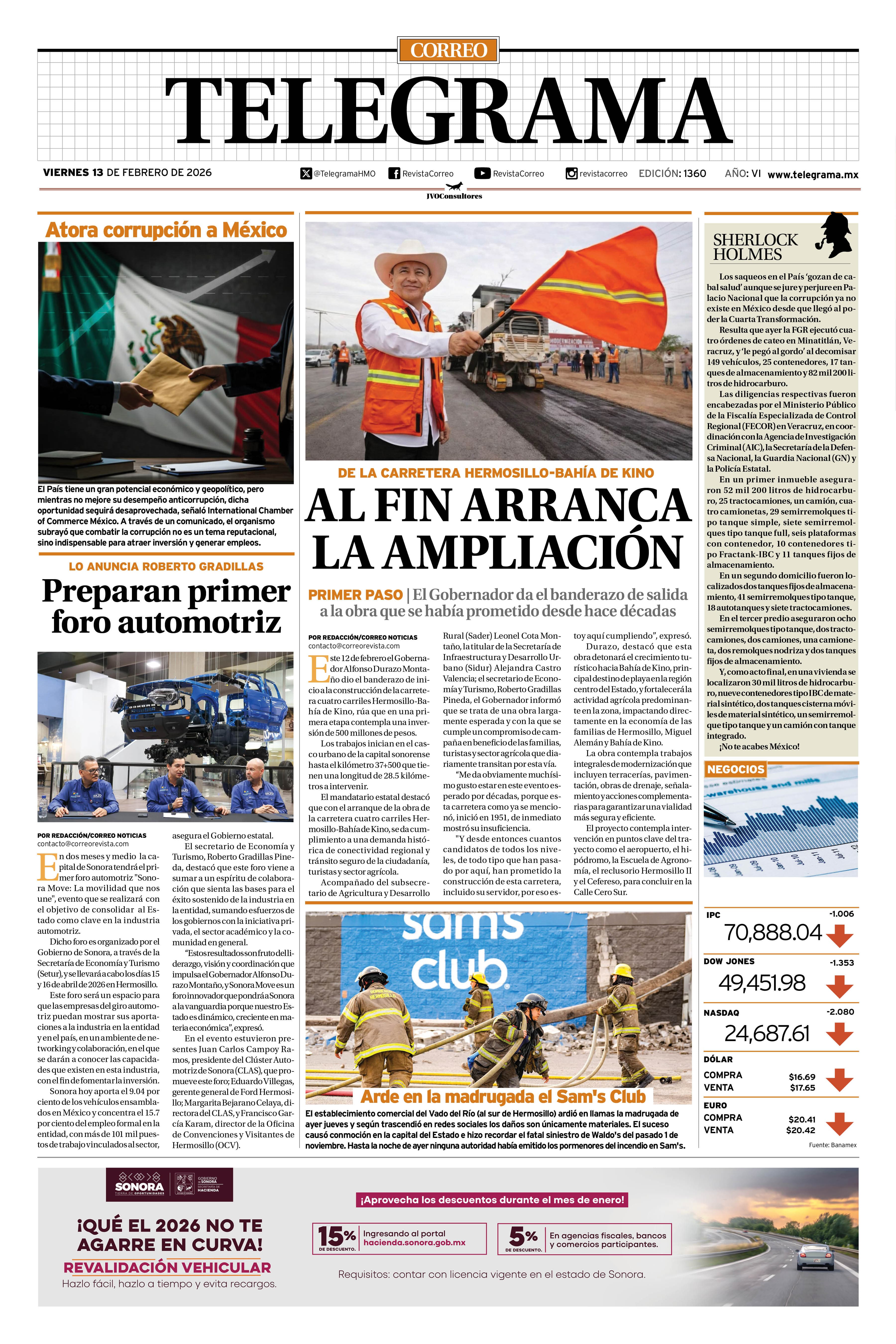 Portada de la edición TELEGRAMA 1360