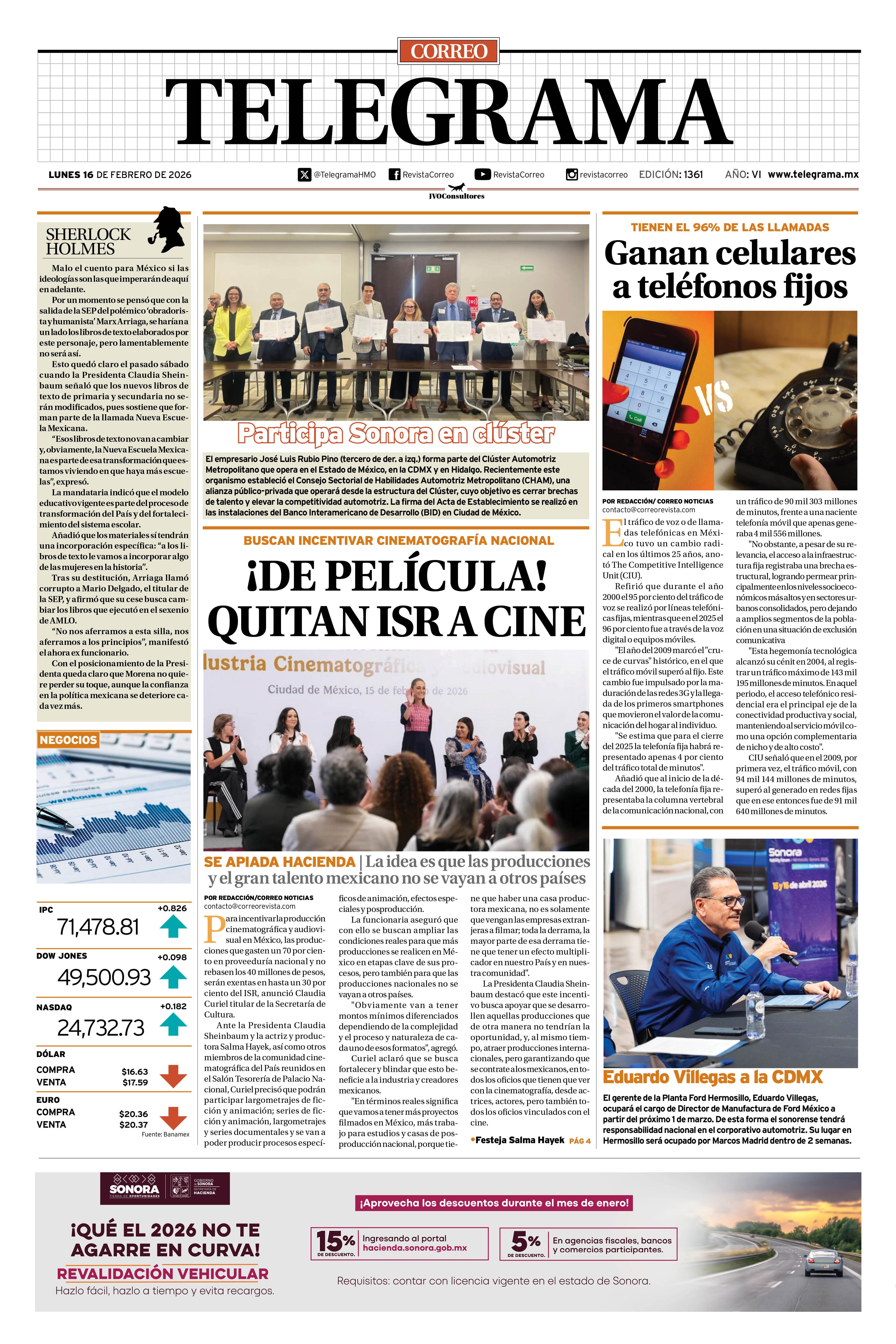 Portada de la edición TELEGRAMA 1361