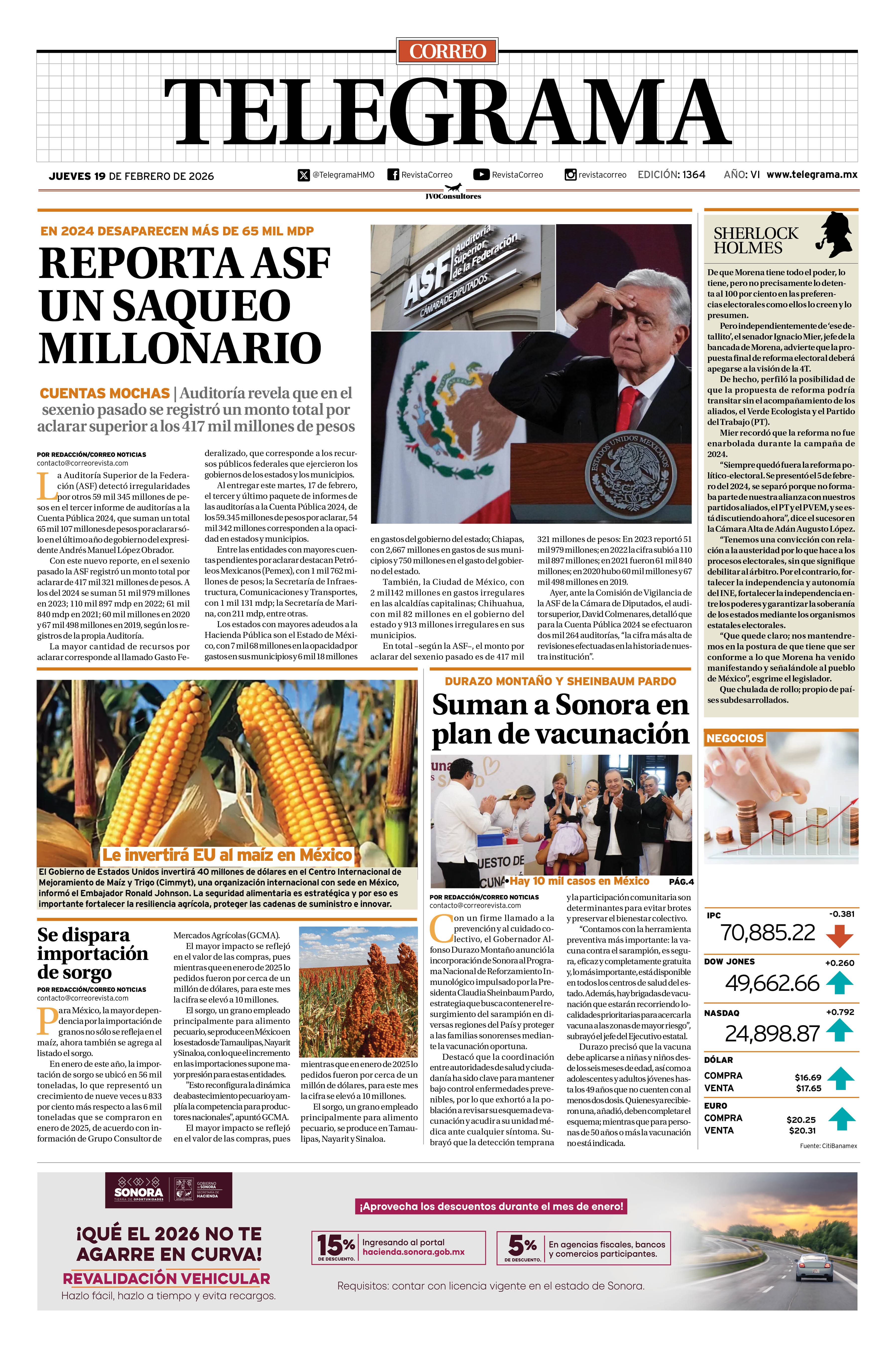 Portada de la edición TELEGRAMA 1364