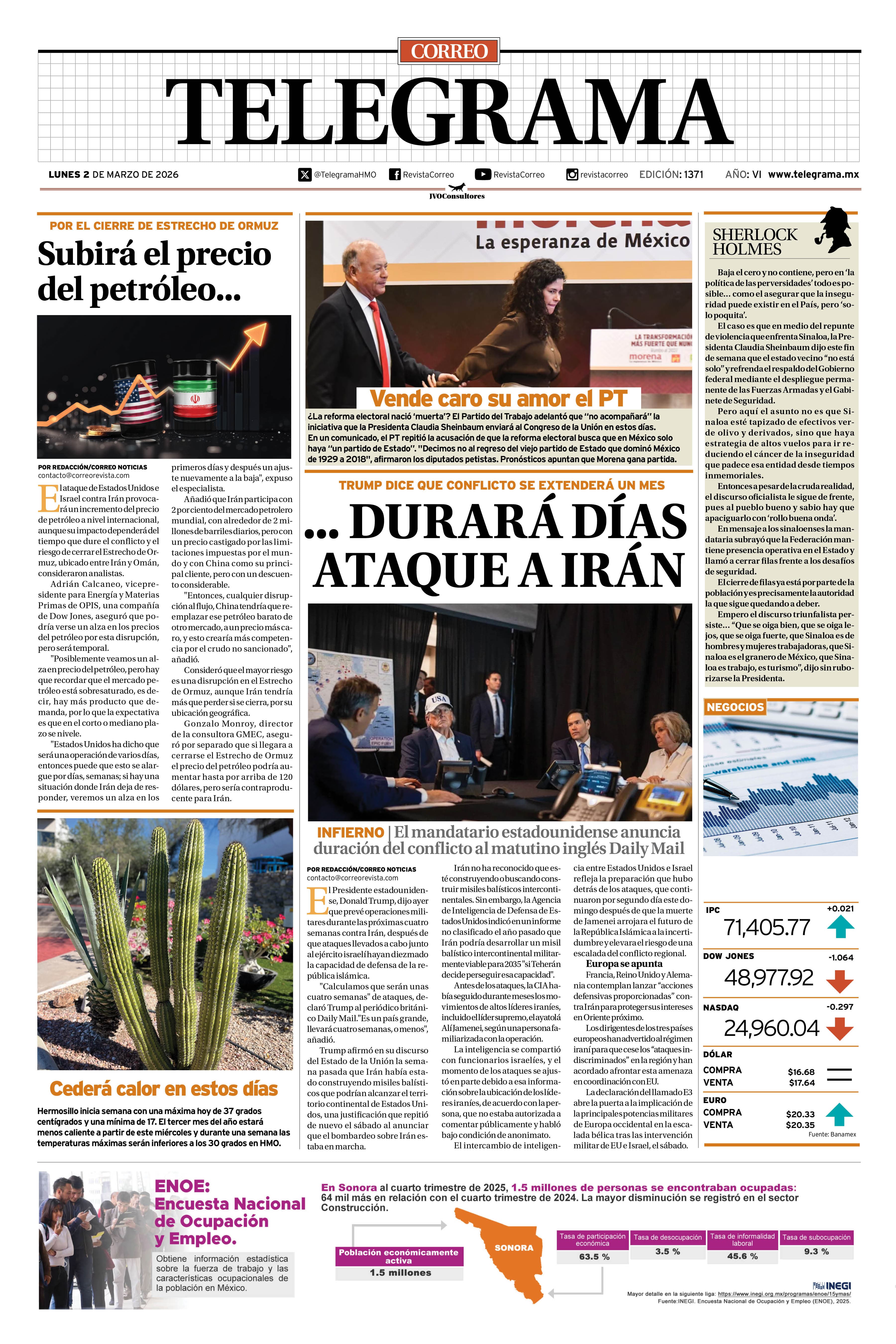 Portada de la edición TELEGRAMA 1371