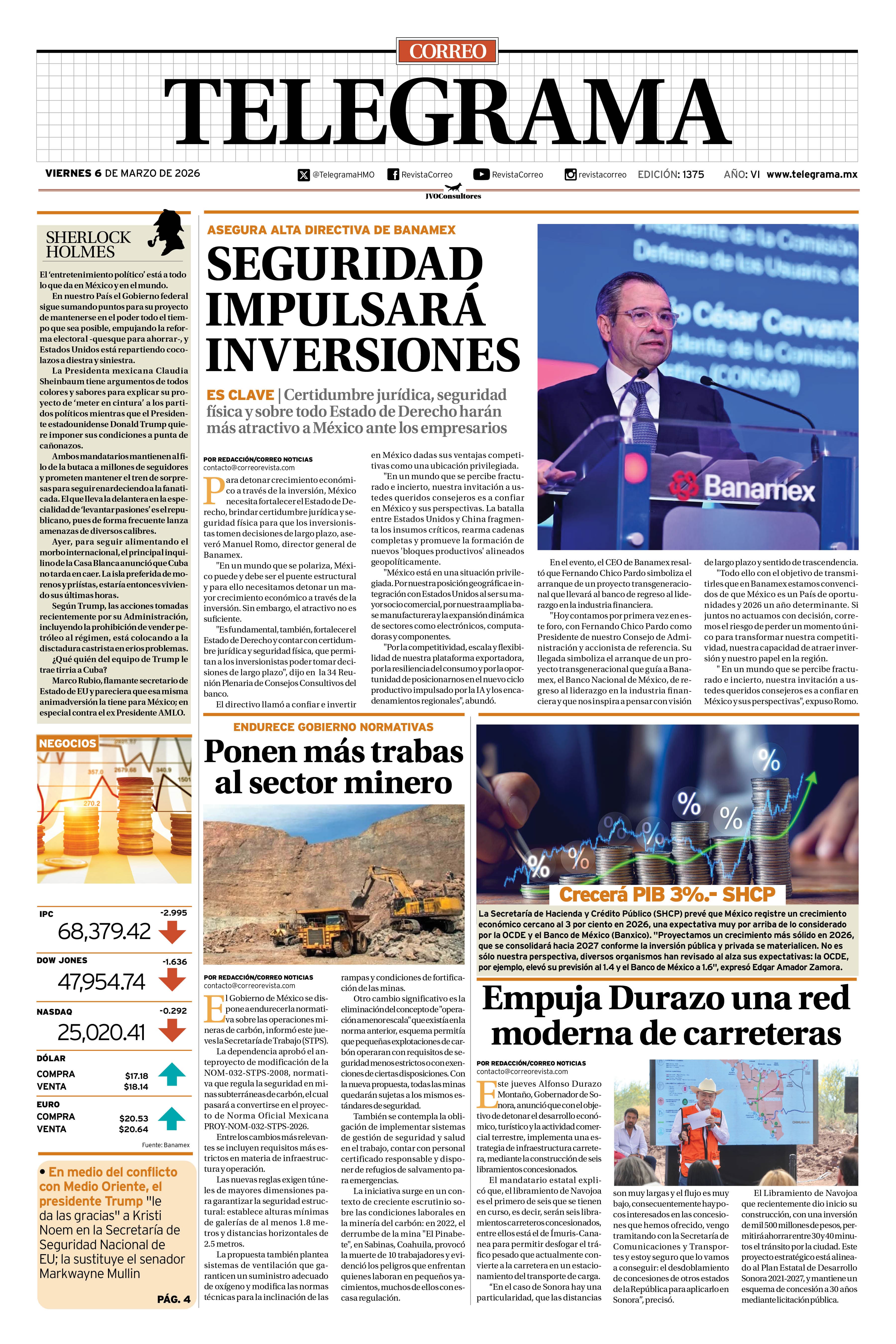 Portada de la edición TELEGRAMA 1375