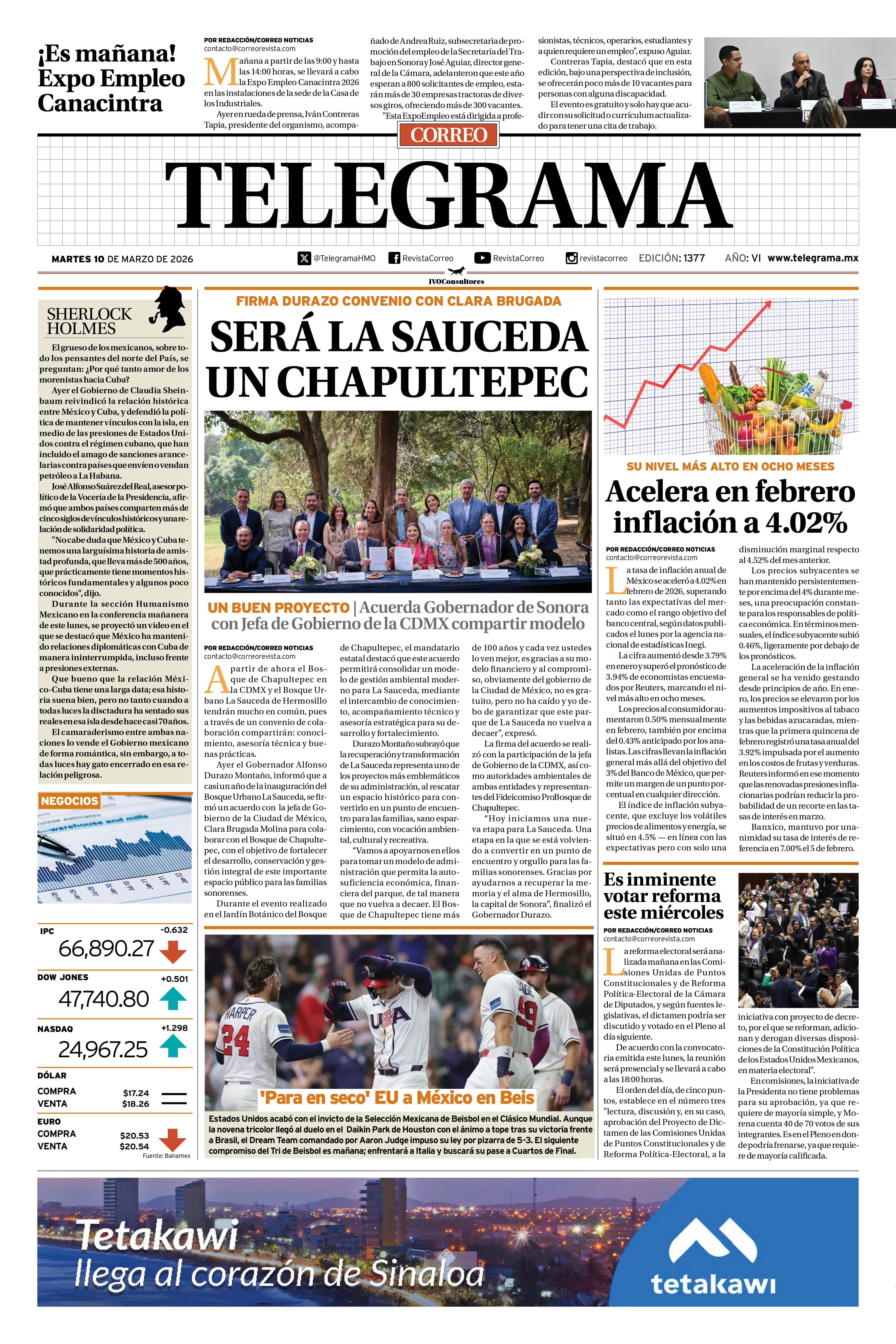 Portada de la edición TELEGRAMA 1377