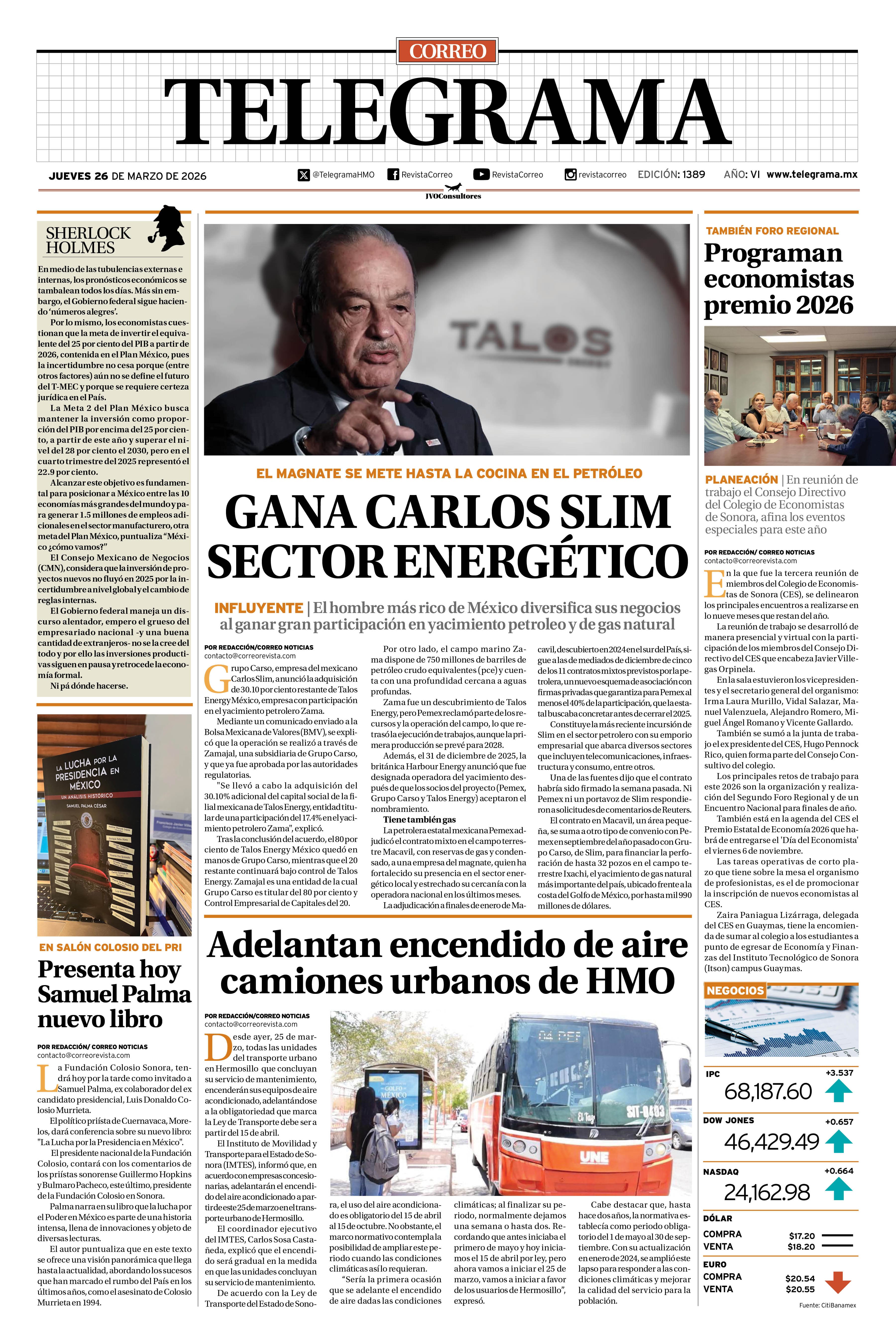 Portada de la edición TELEGRAMA 1389