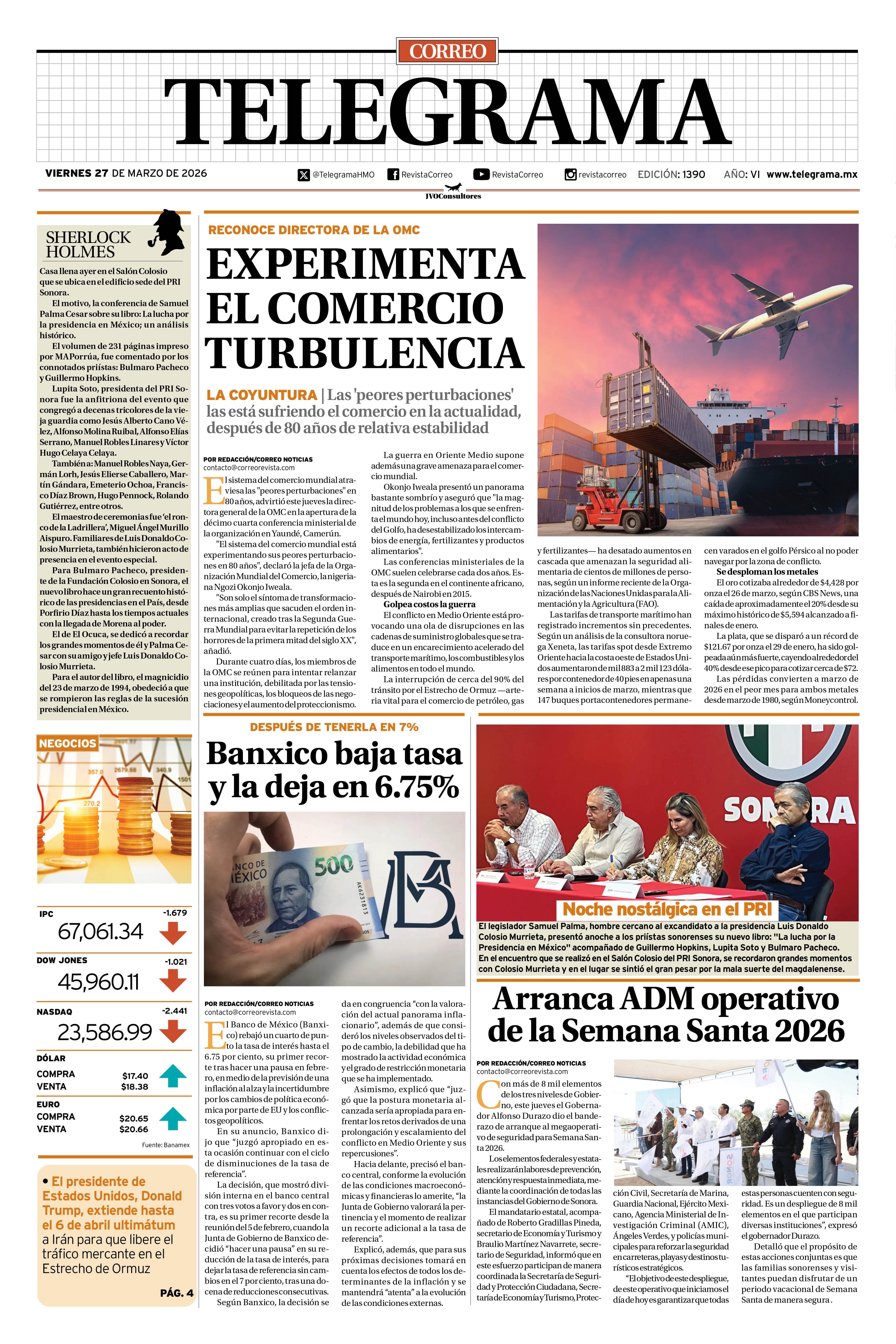 Portada de la edición TELEGRAMA 1390
