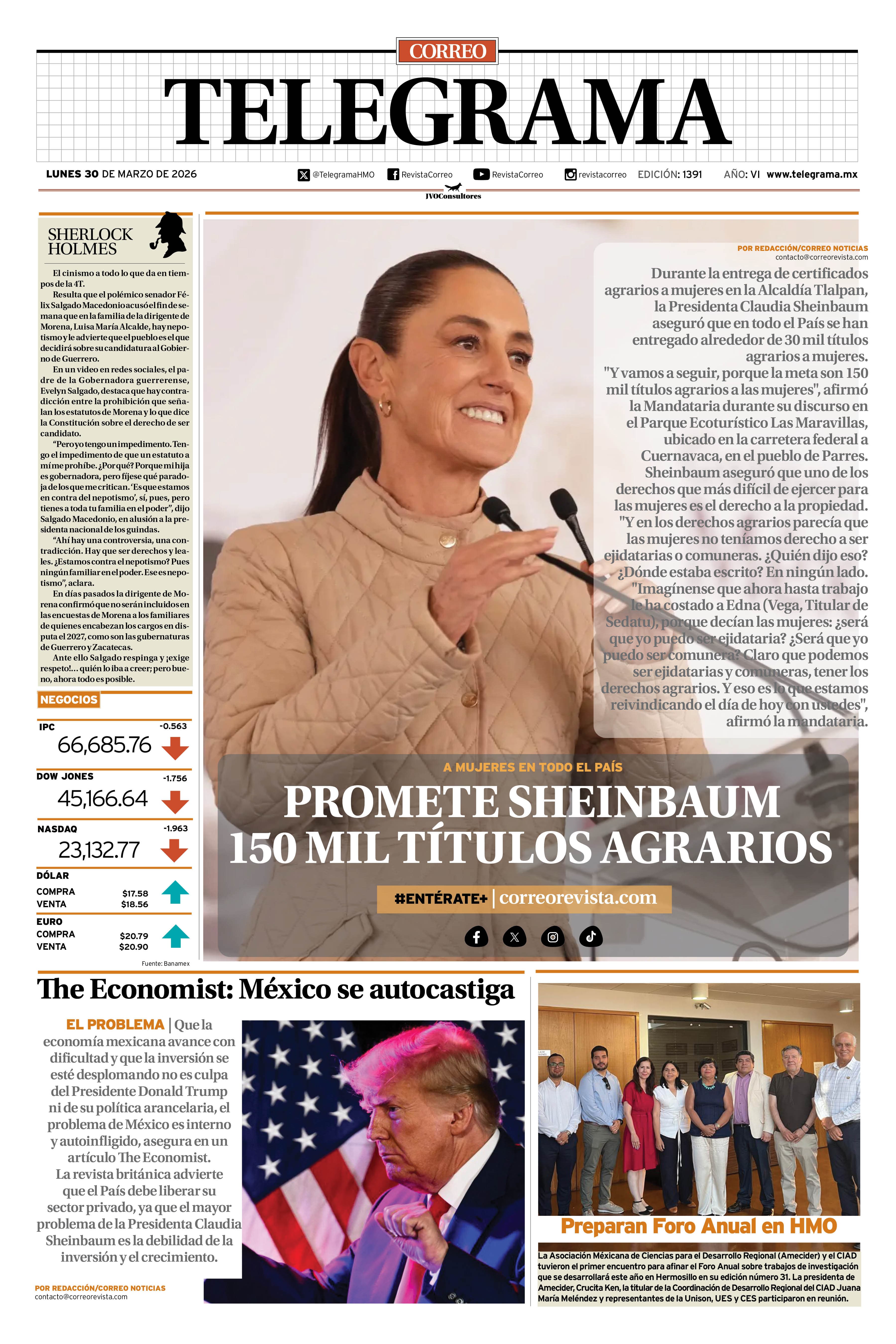 Portada de la edición TELEGRAMA 1391