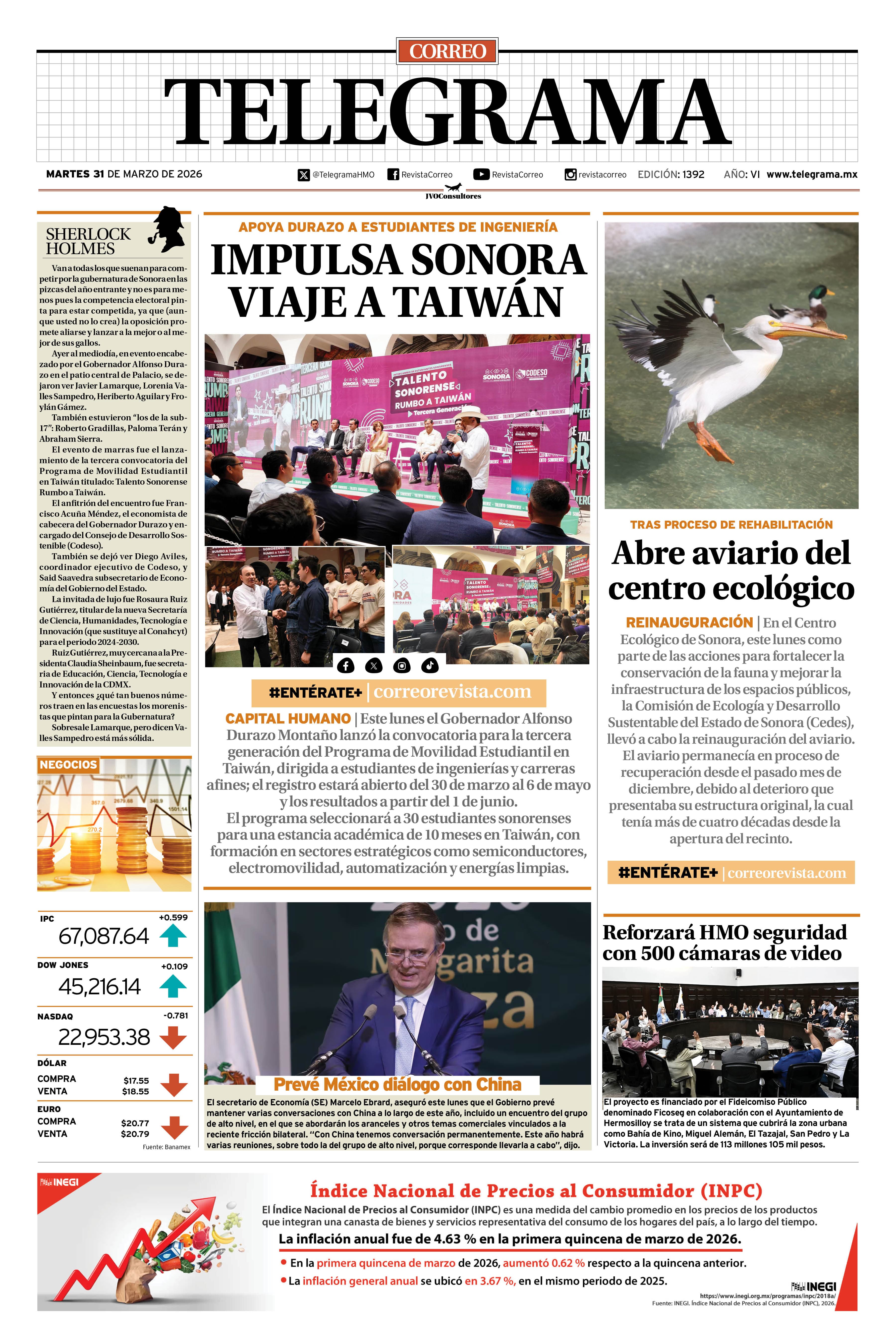 Portada de la edición TELEGRAMA 1392