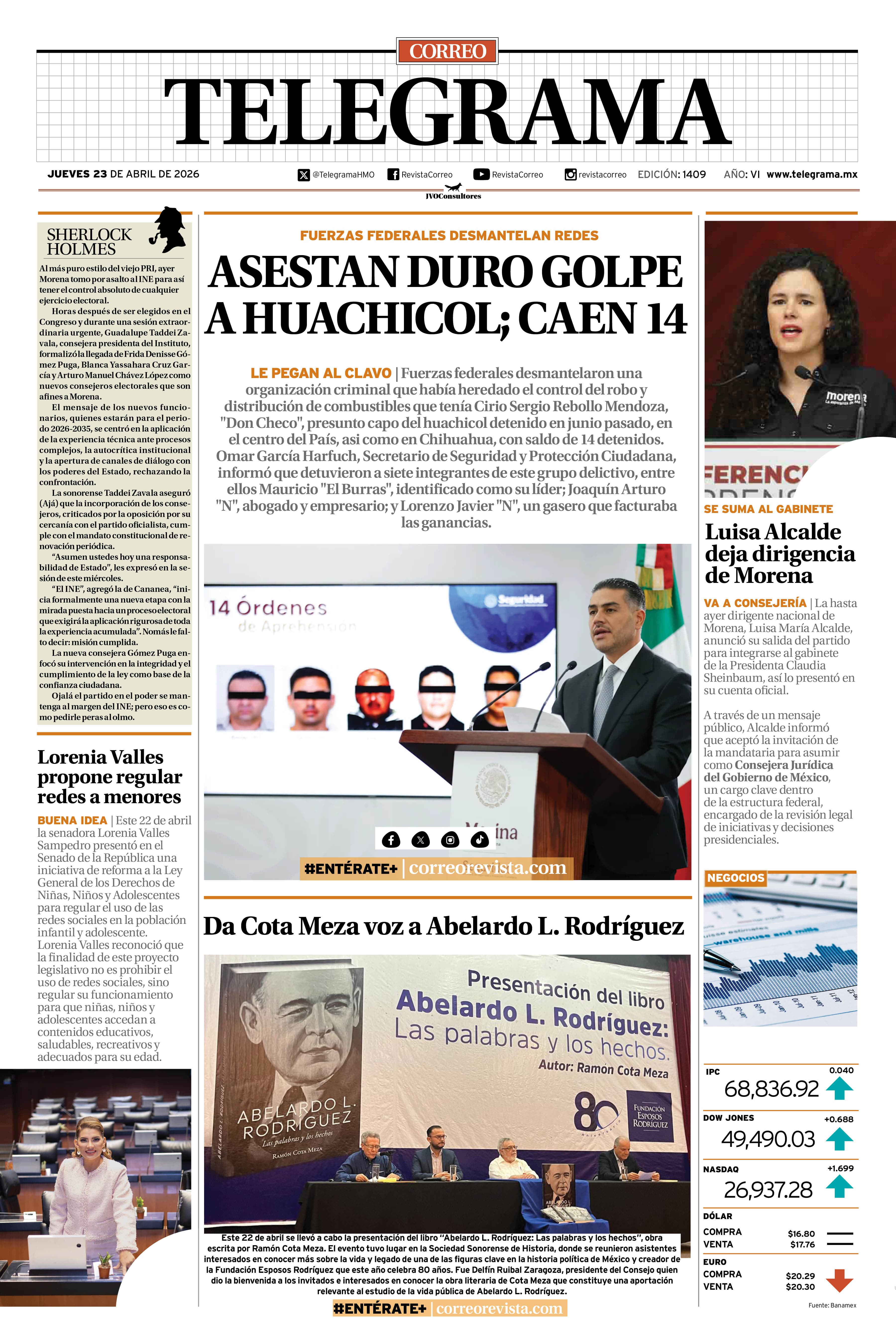 Portada de la edición TELEGRAMA 1409