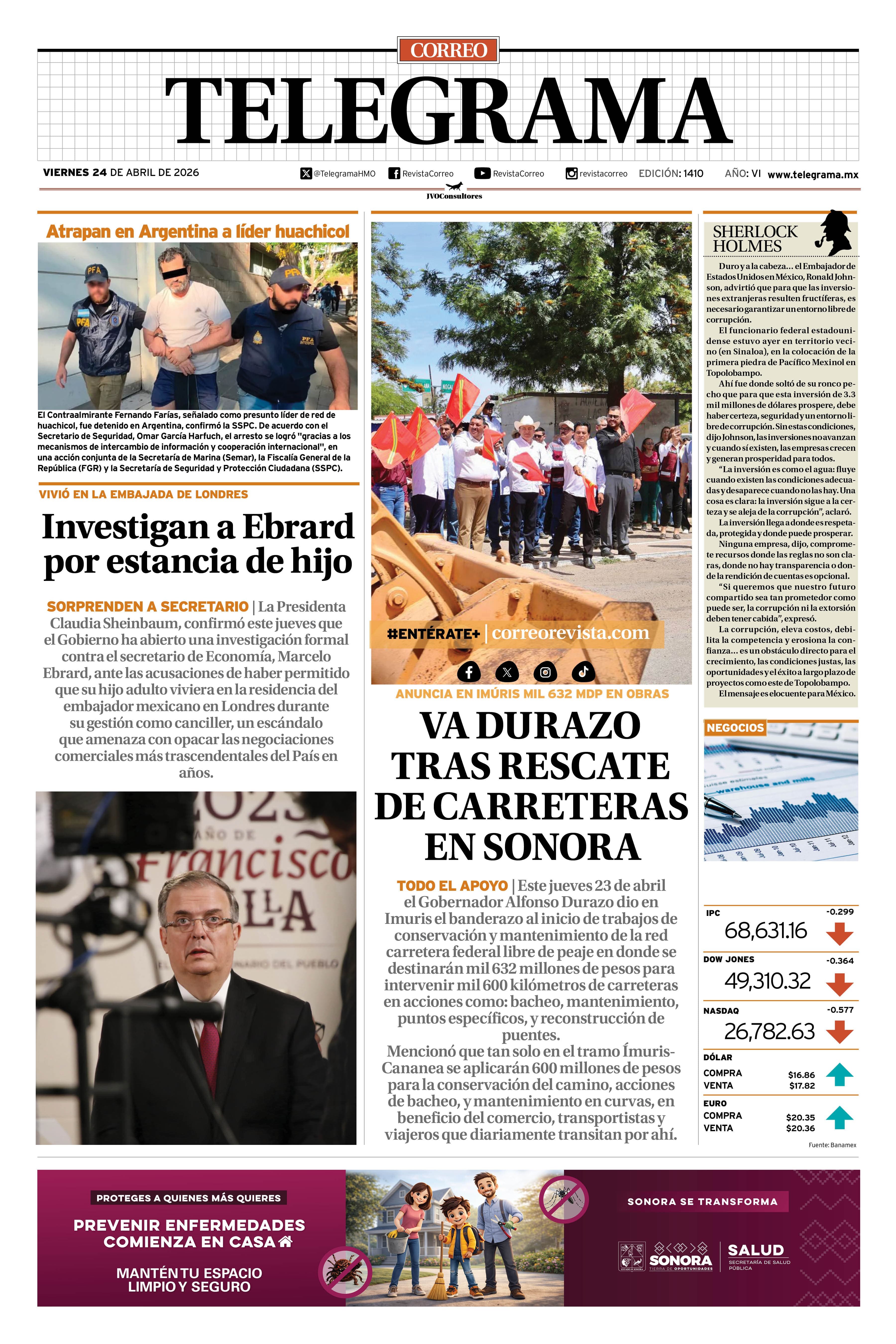 Portada de la edición TELEGRAMA 1410