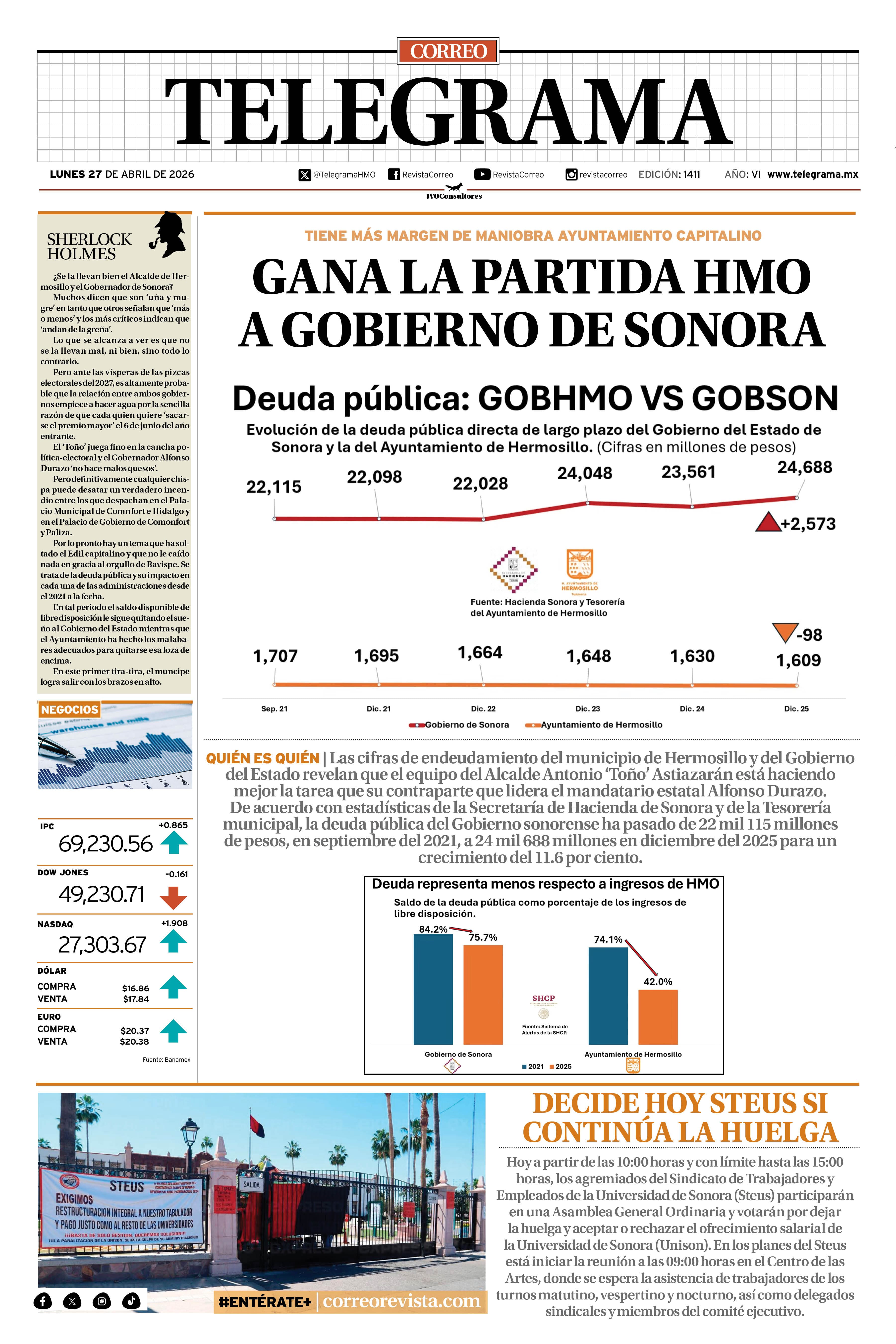 Portada de la edición TELEGRAMA 1411