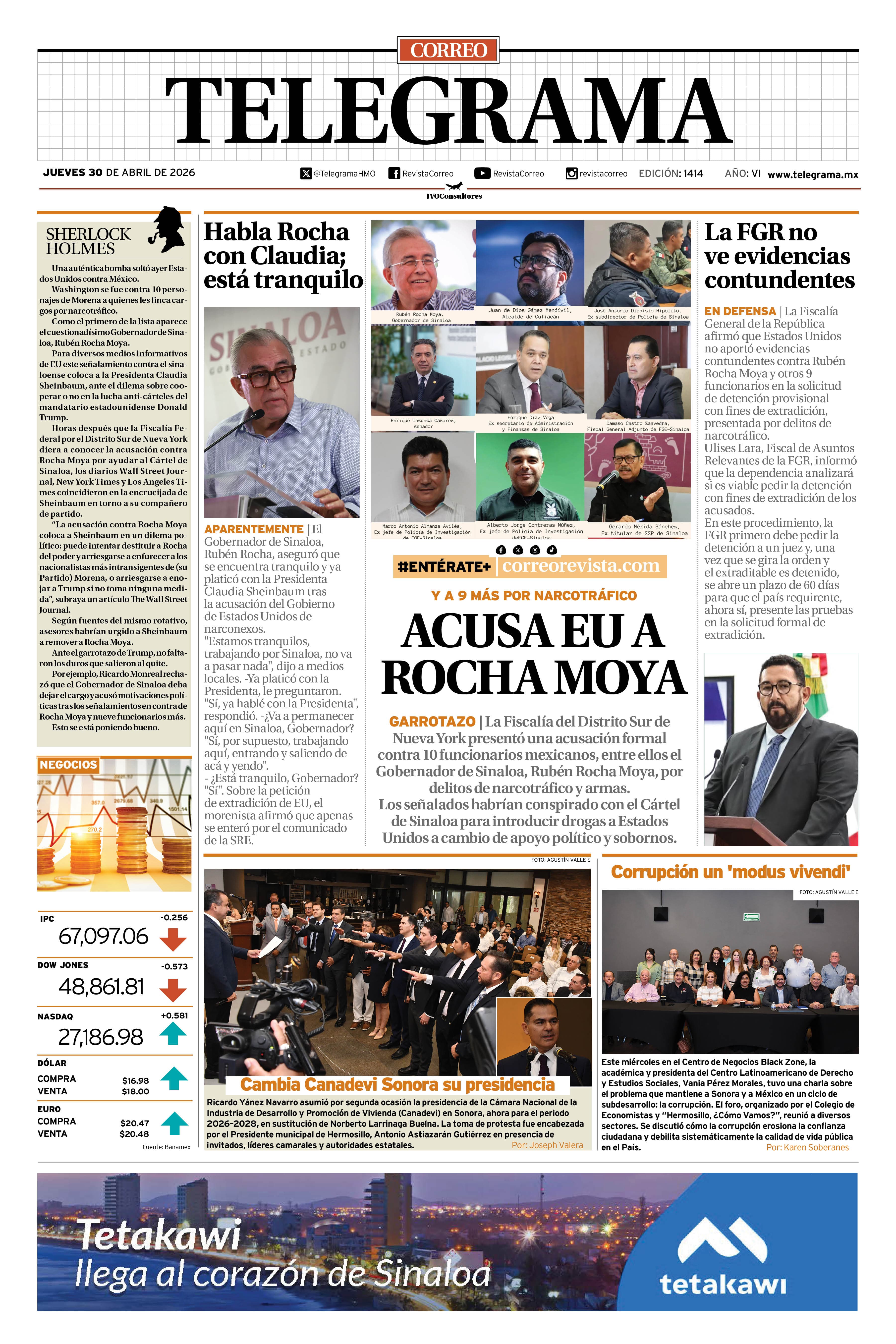Portada de la edición TELEGRAMA 1414