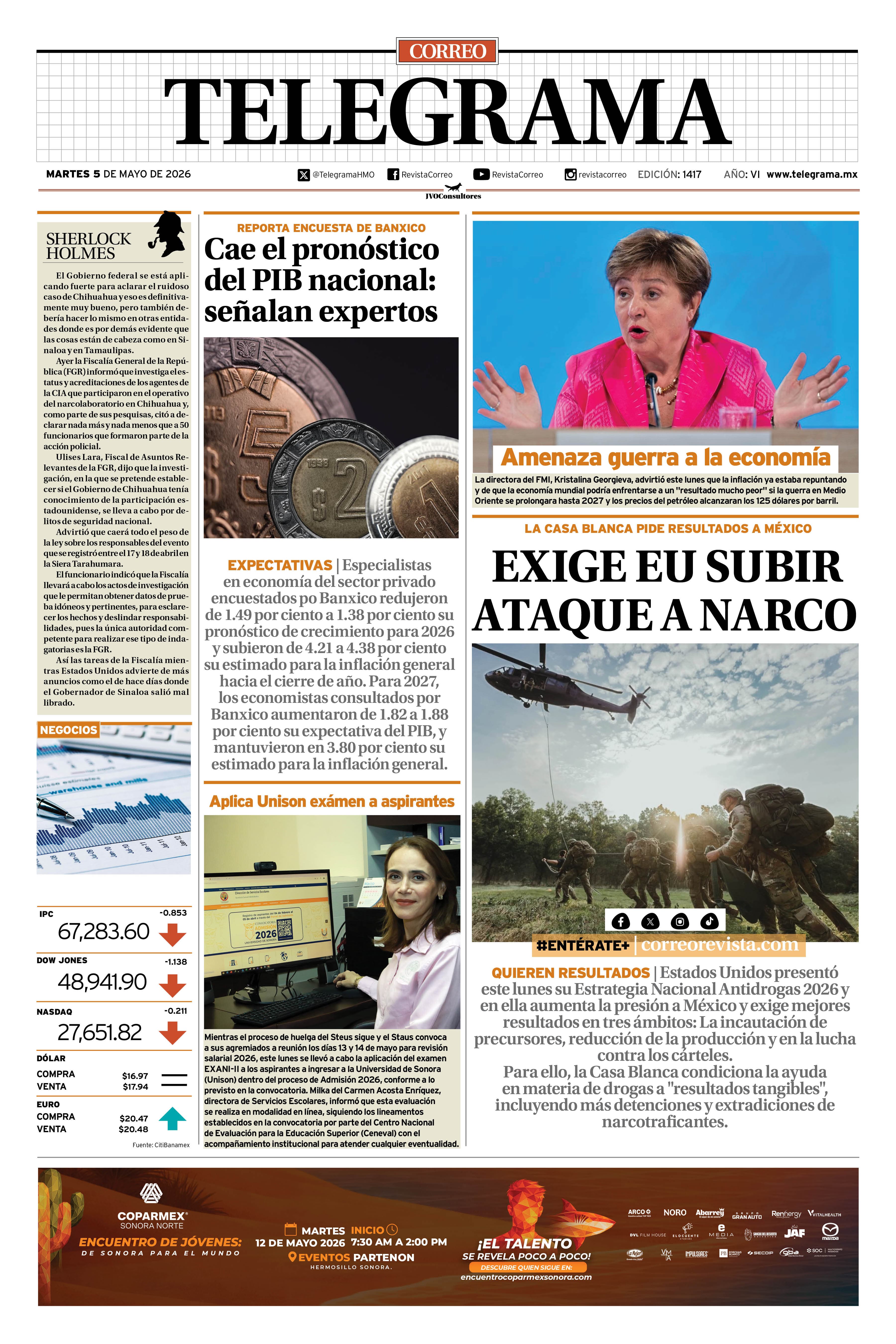 Portada de la edición TELEGRAMA 1417