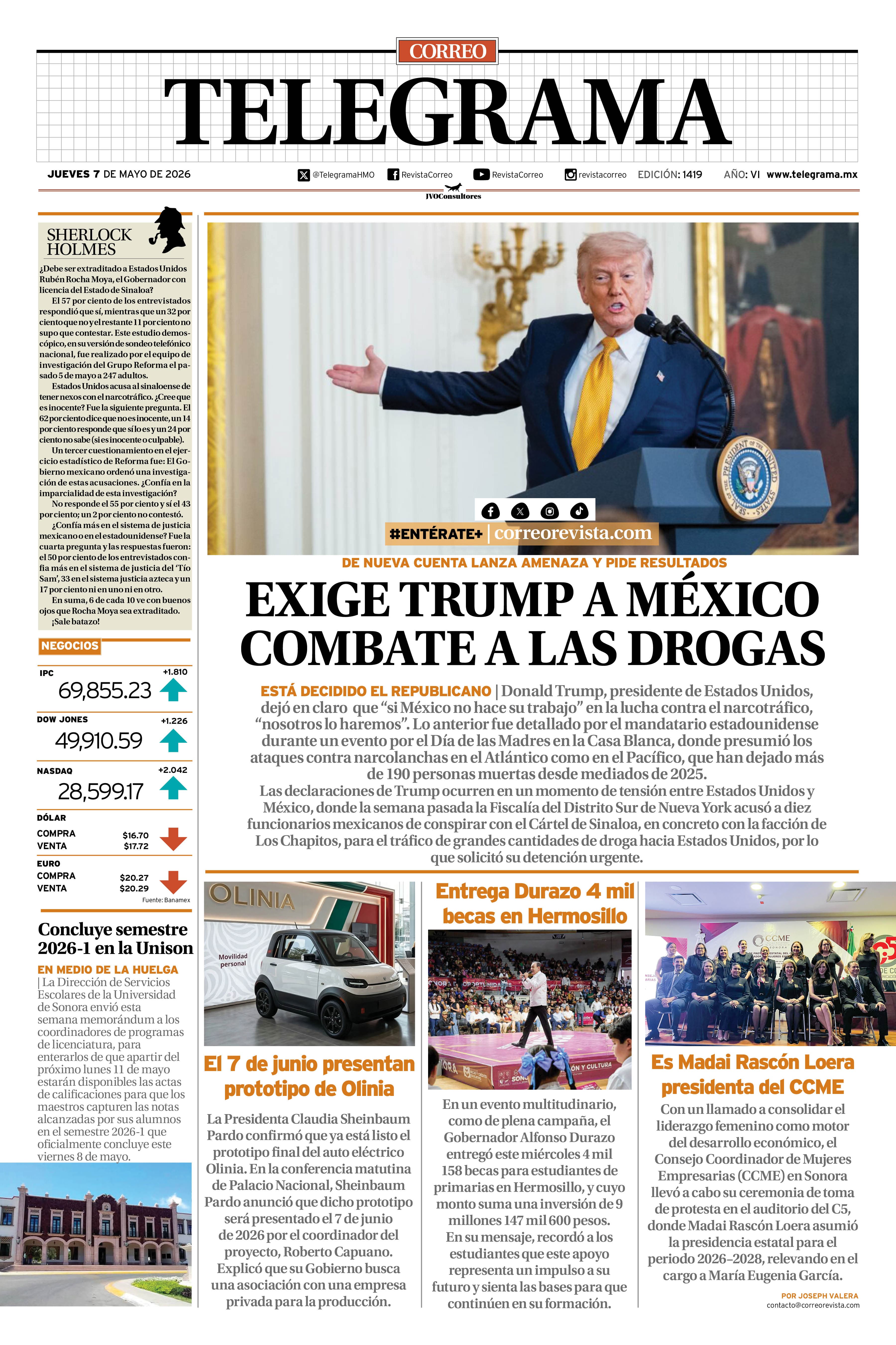 Portada de la edición TELEGRAMA 1419