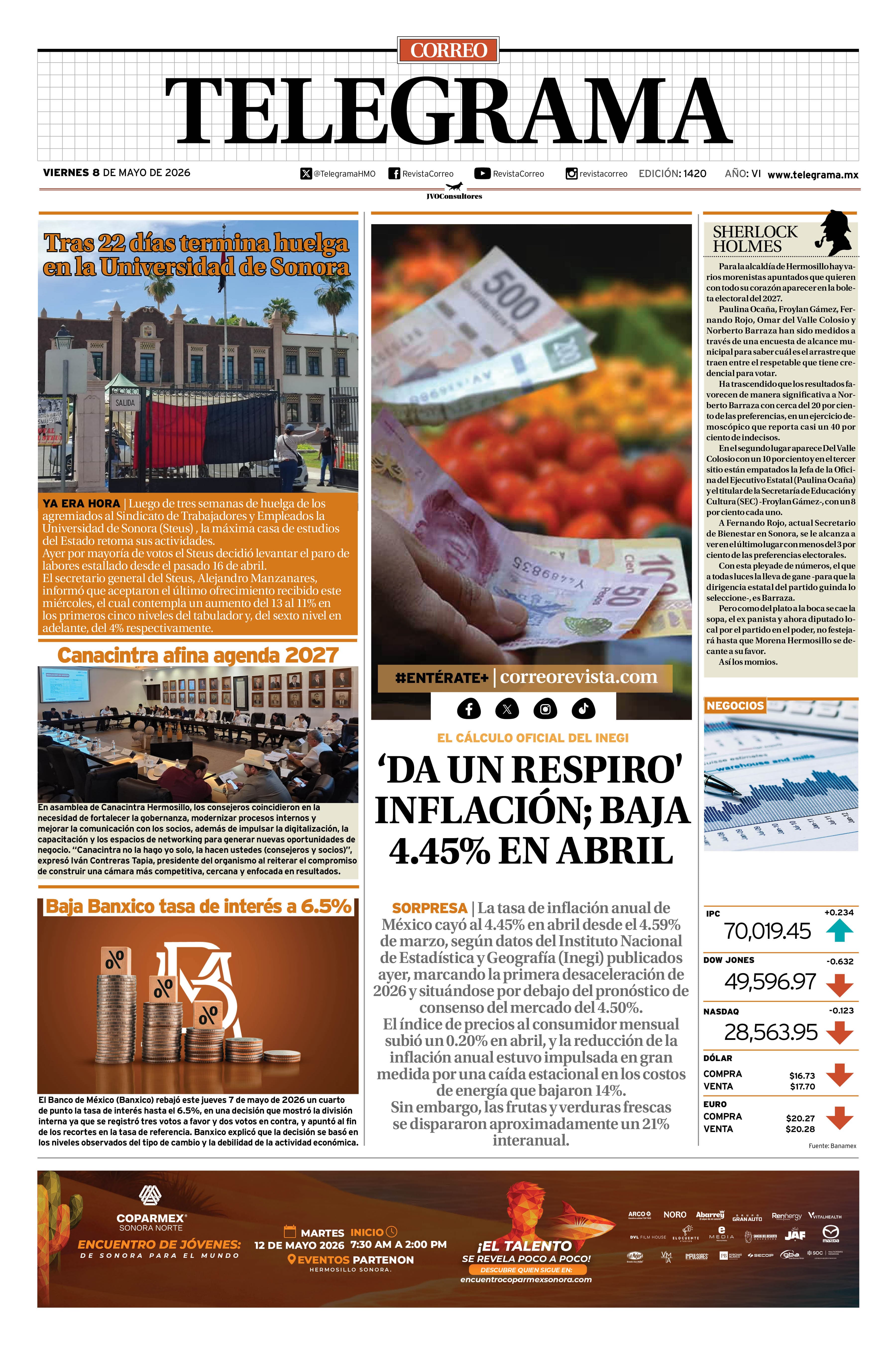 Portada de la edición TELEGRAMA 1420
