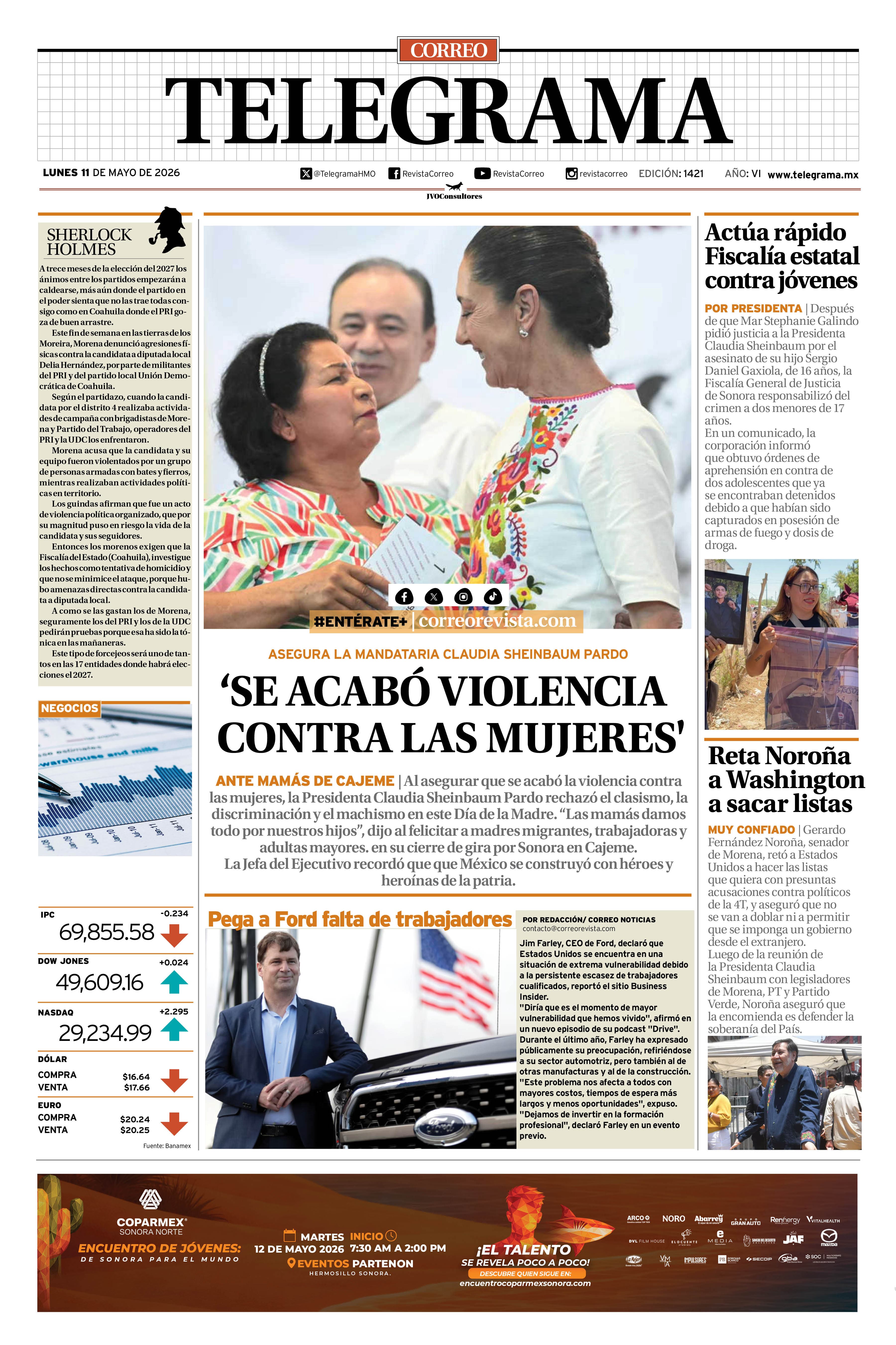 Portada de la edición TELEGRAMA 1421