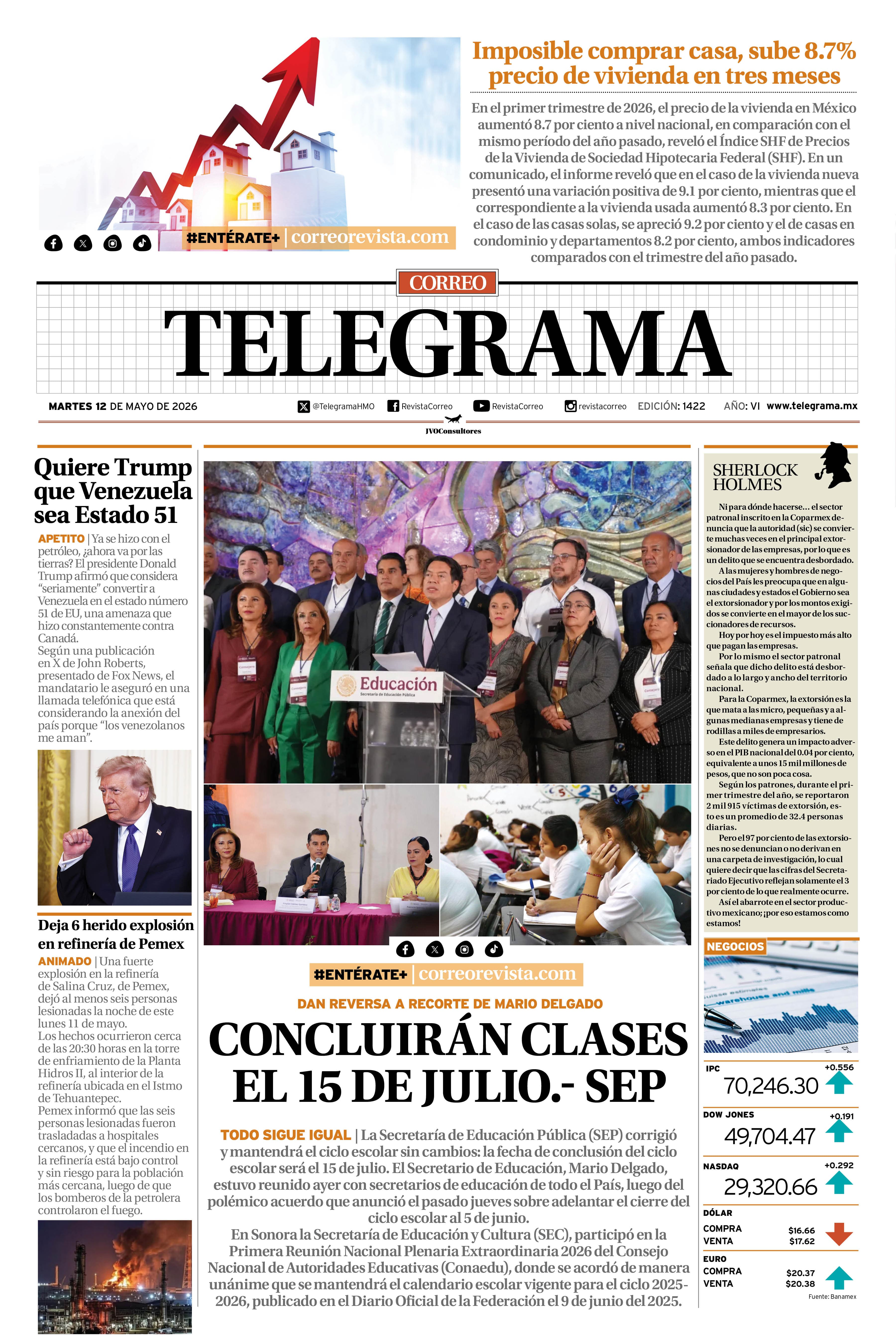 Portada de la edición TELEGRAMA 1422