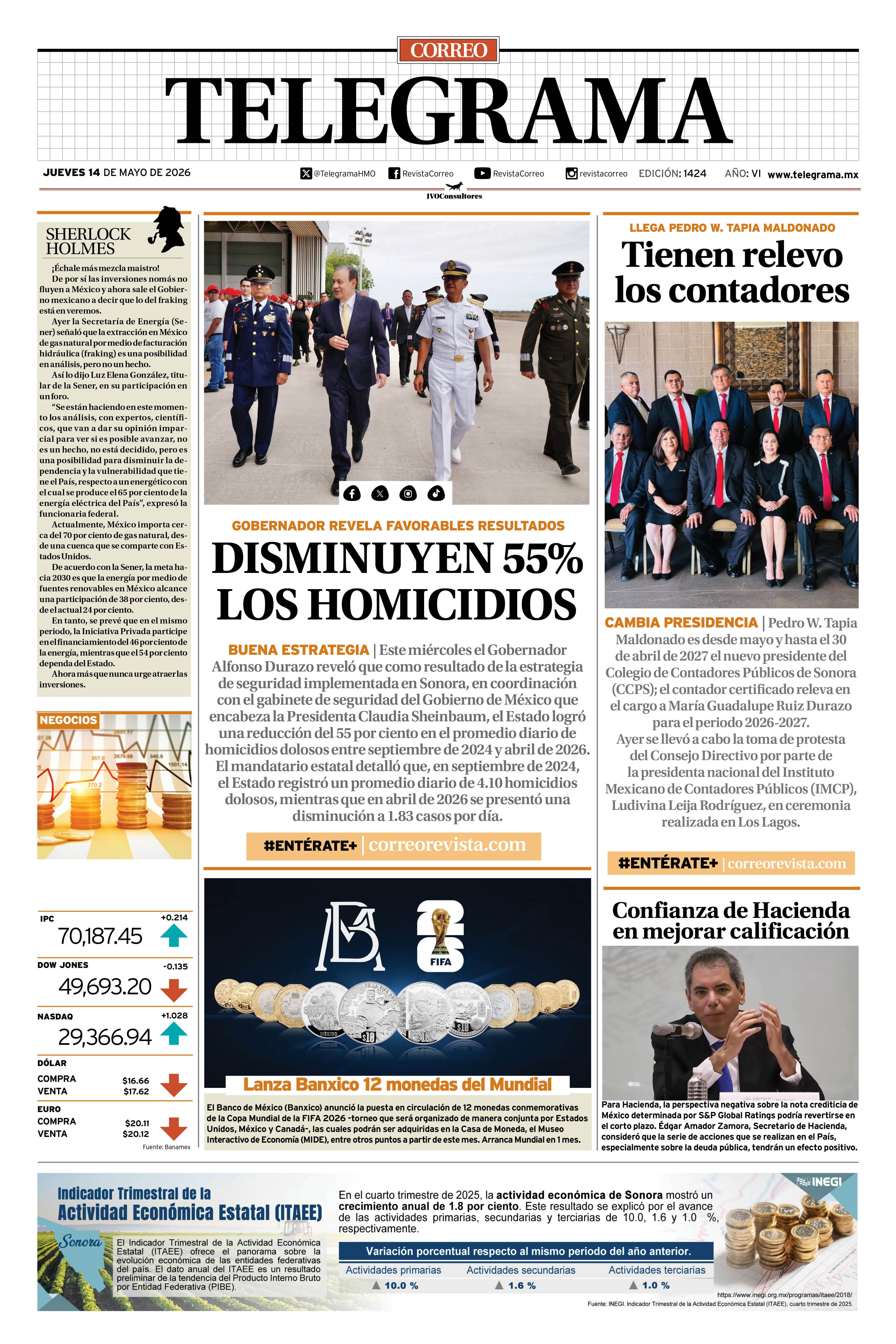 Portada de la edición TELEGRAMA 1424
