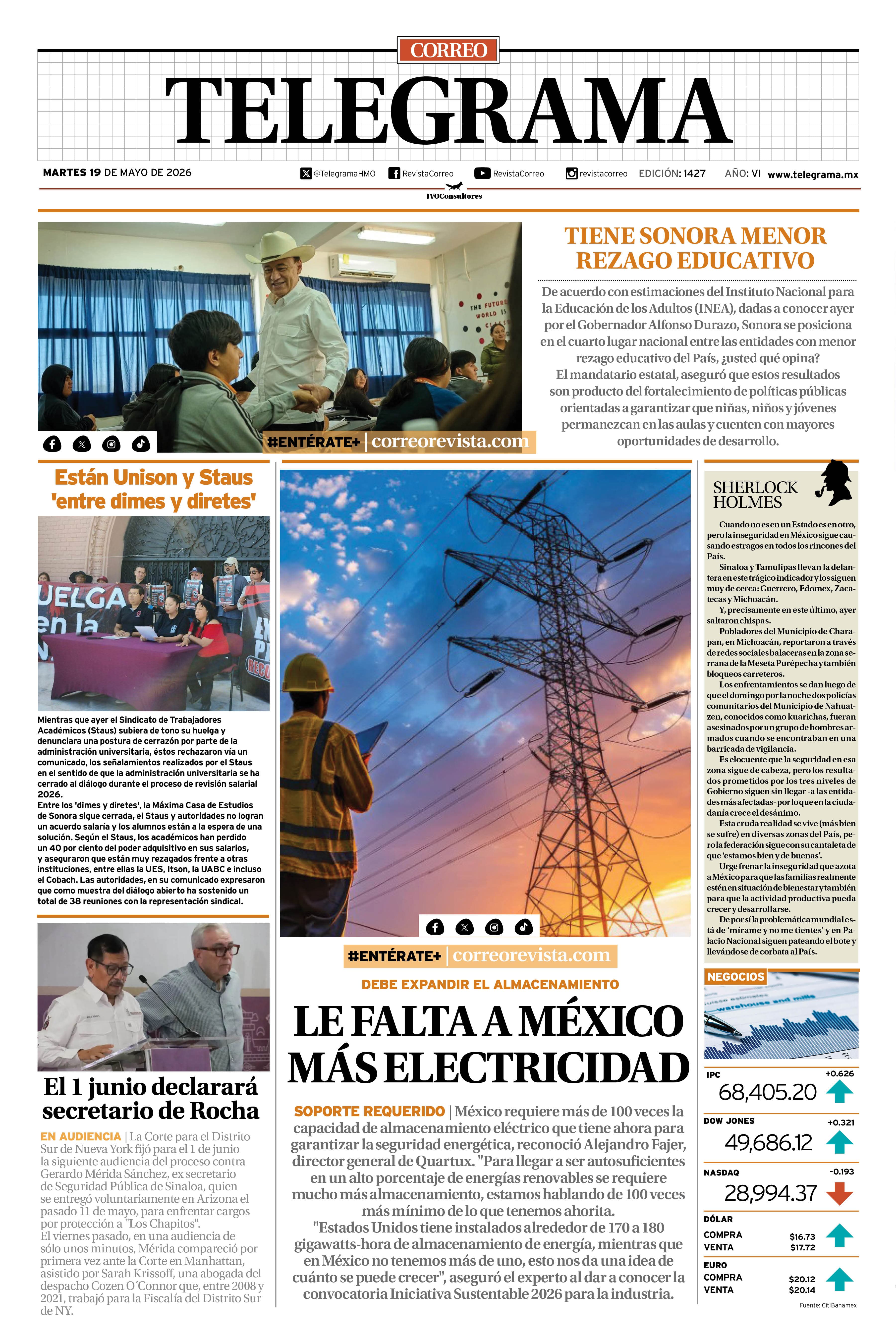 Portada de la edición TELEGRAMA 1427
