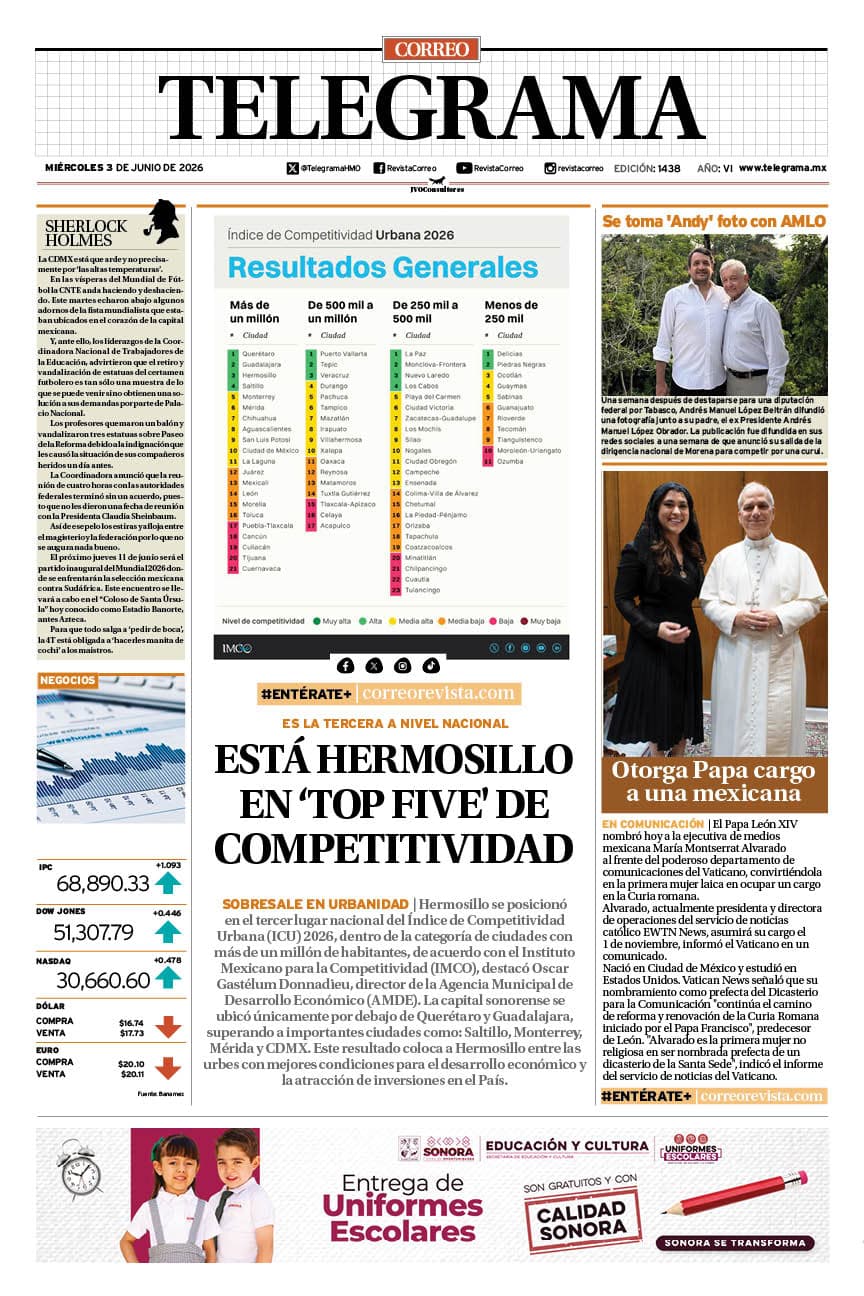 Portada de la edición TELEGRAMA 1438