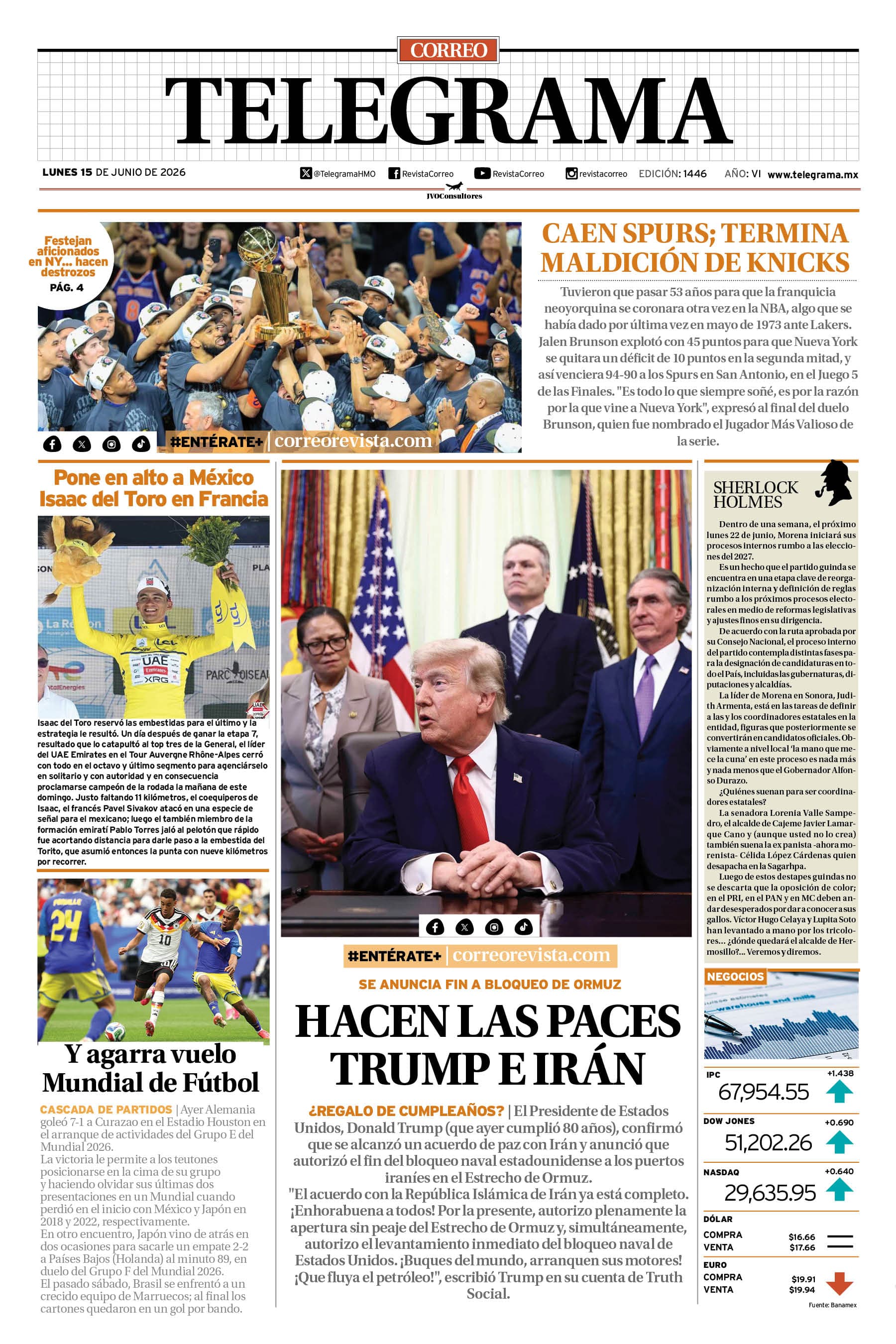 Portada de la edición TELEGRAMA 1446