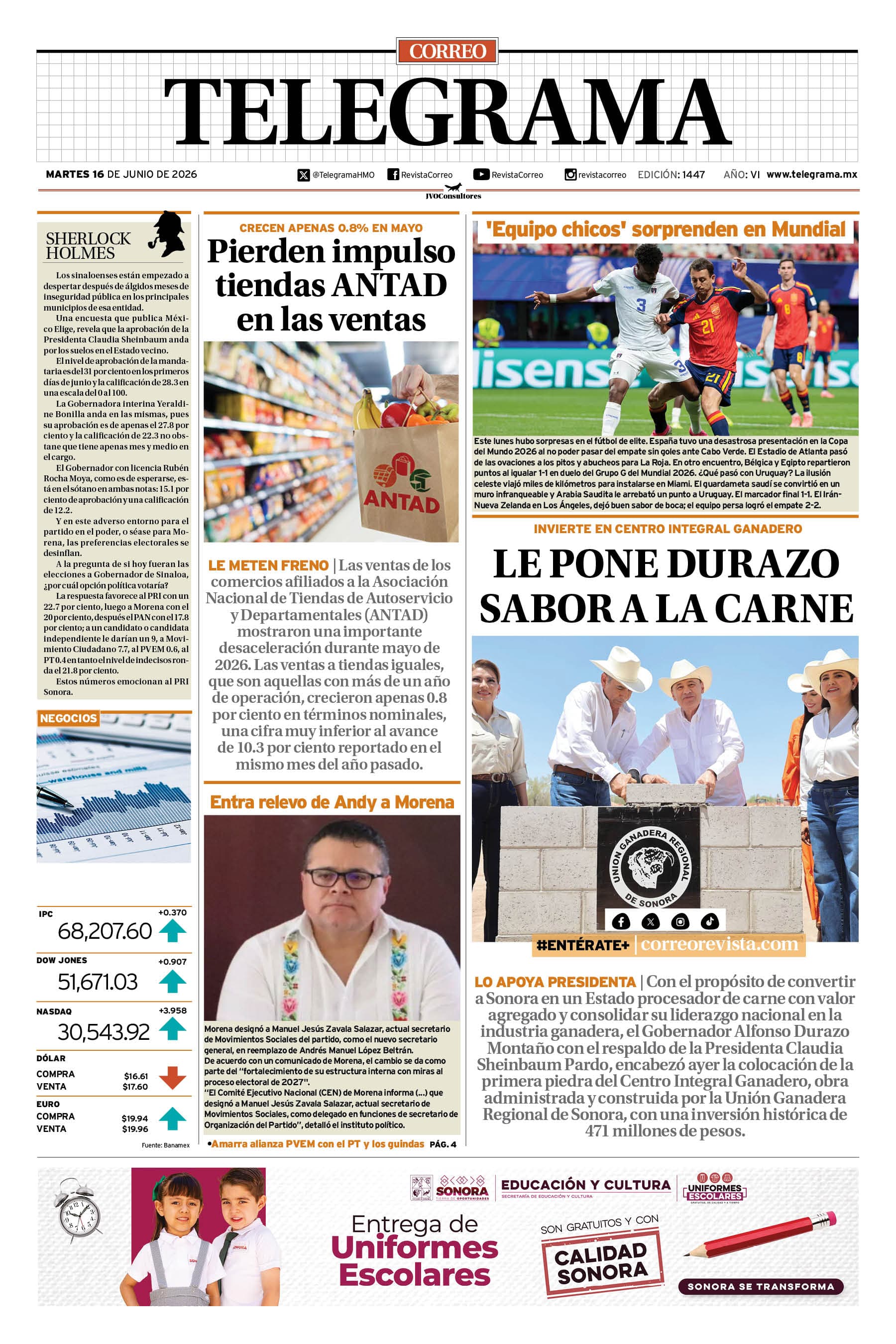 Portada de la edición TELEGRAMA 1447