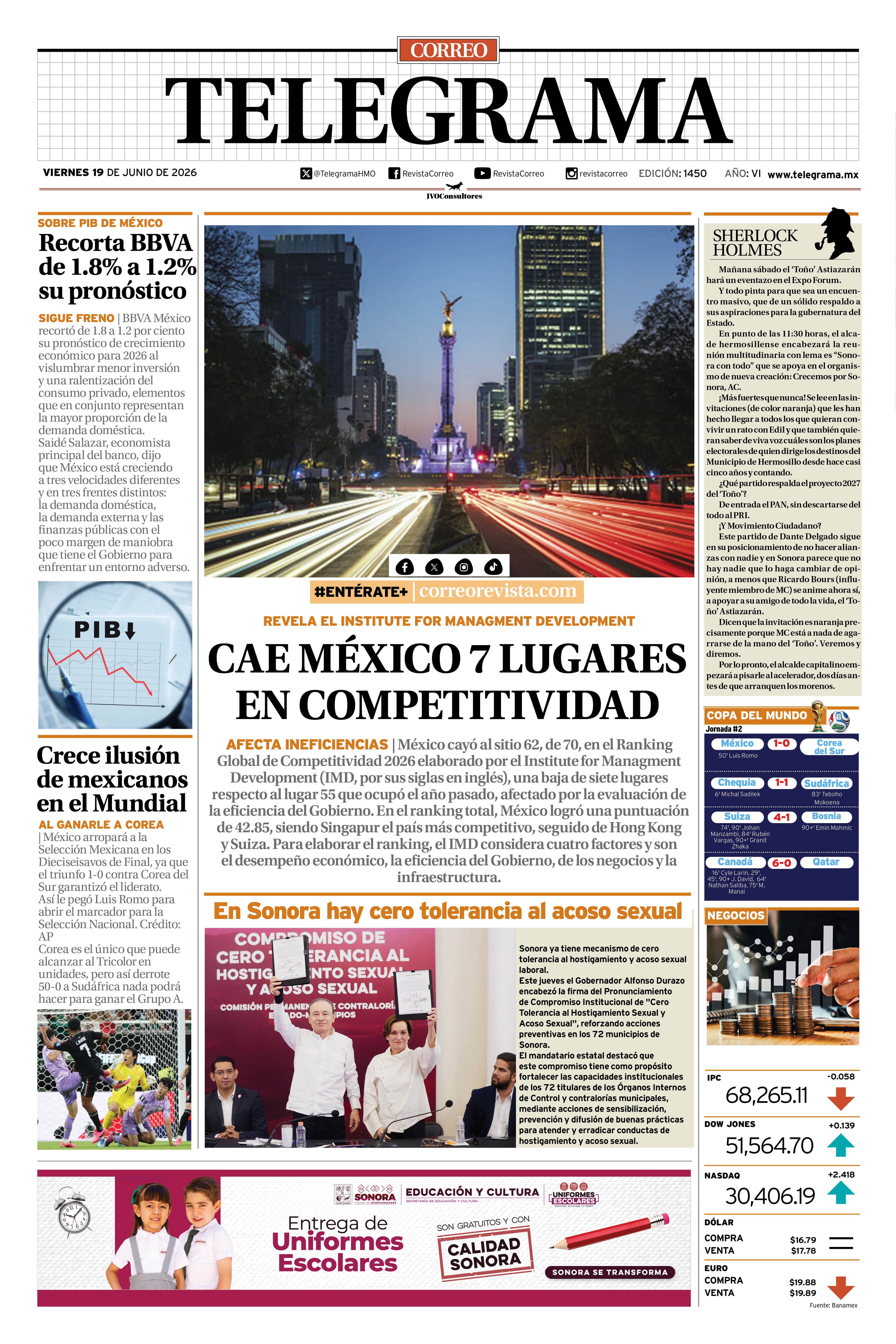 Portada de la edición TELEGRAMA 1450