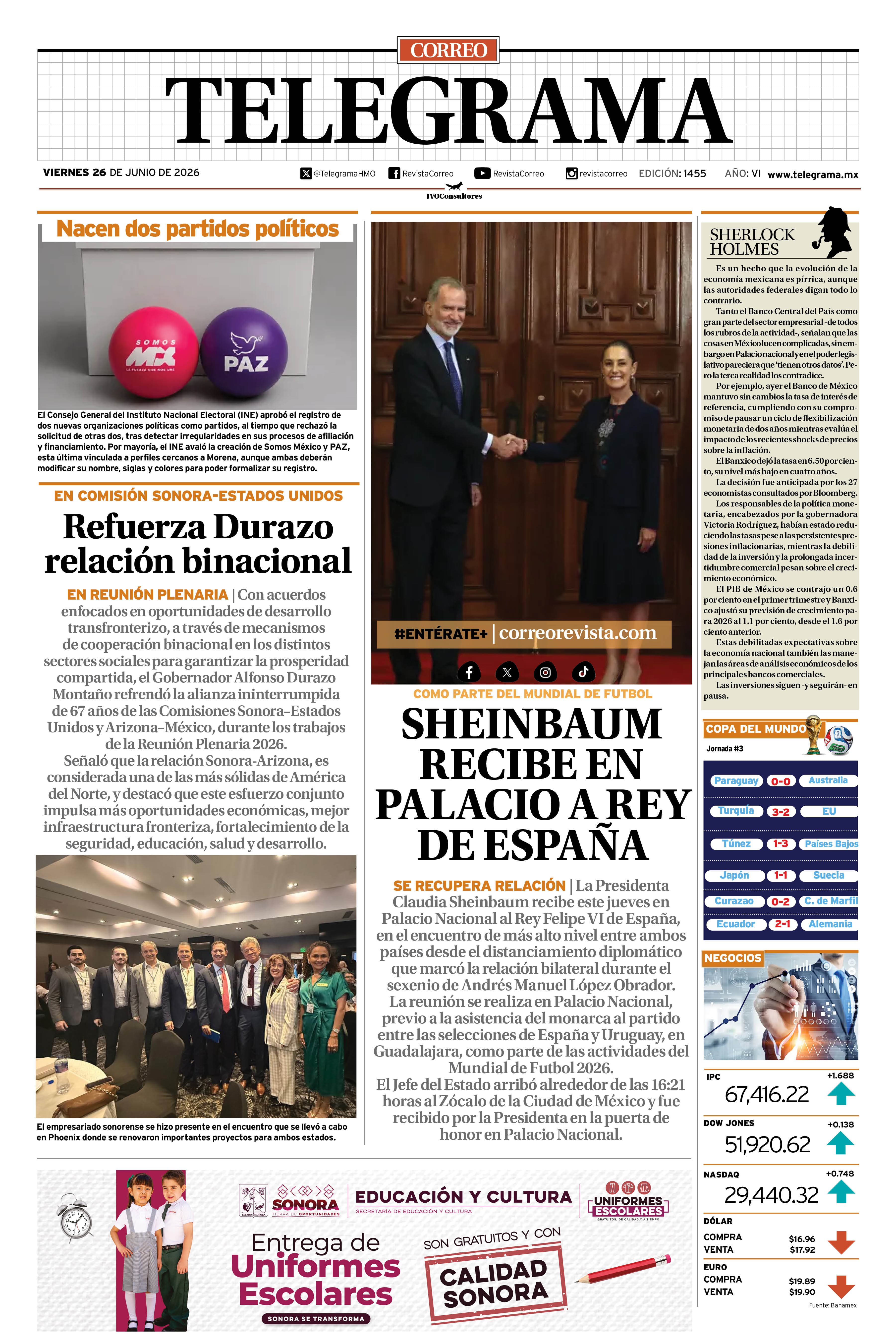Portada de la edición TELEGRAMA 1455