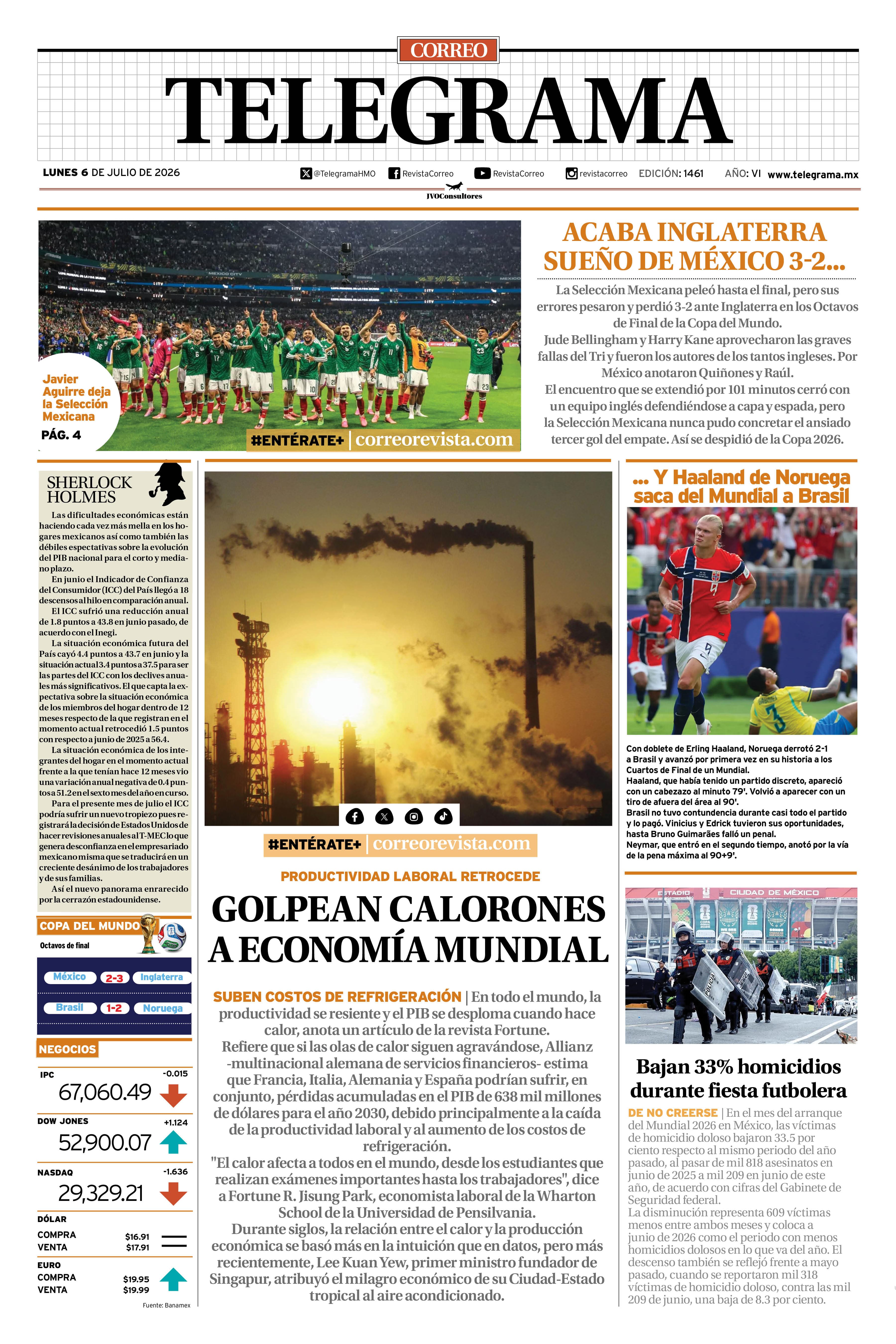 Portada de la edición TELEGRAMA 1461