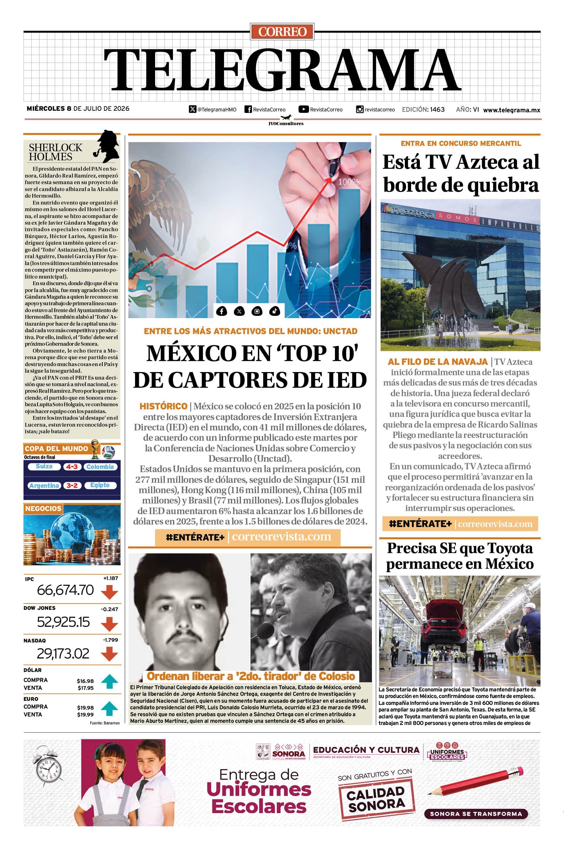 Portada de la edición TELEGRAMA 1463