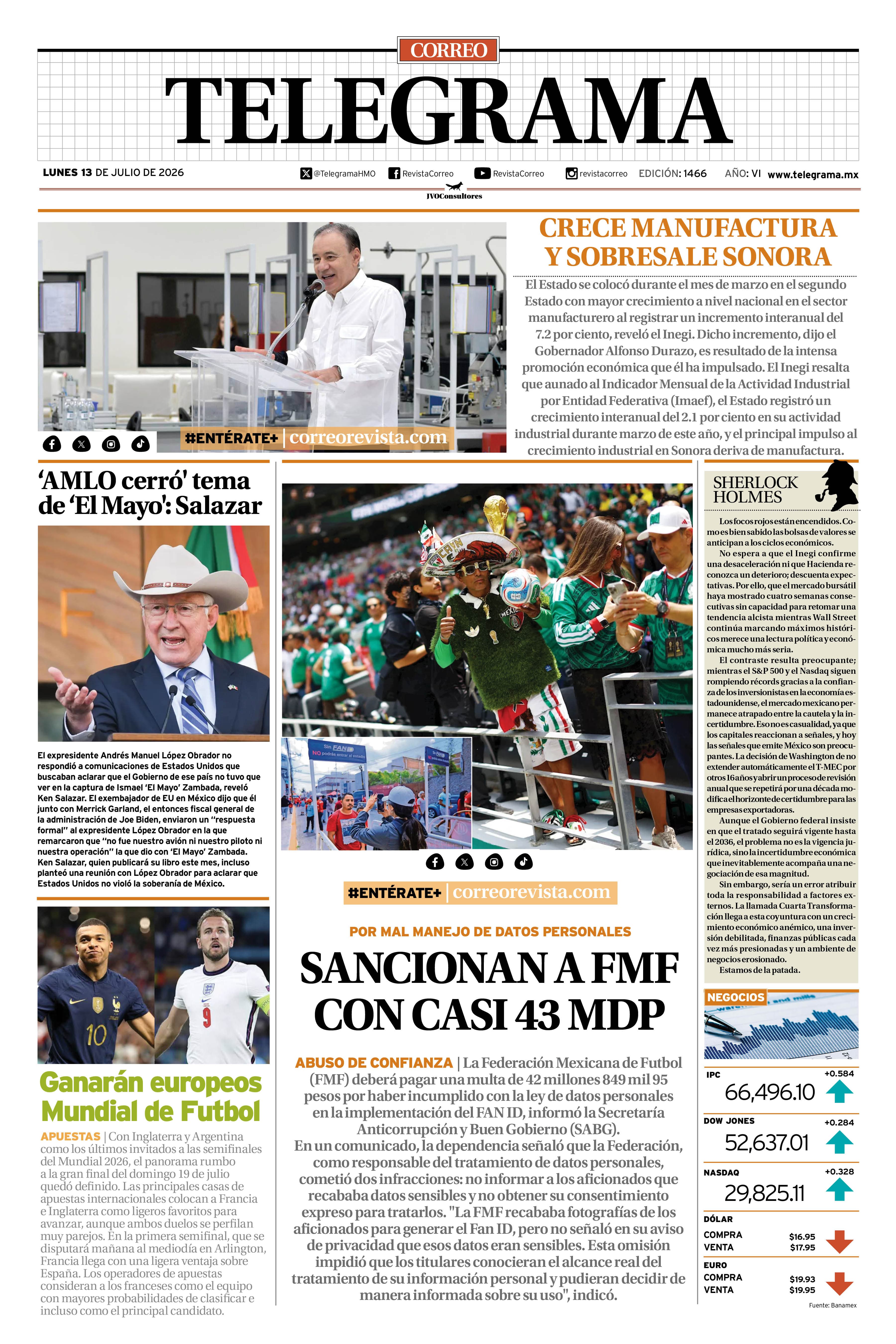 Portada de la edición TELEGRAMA 1466