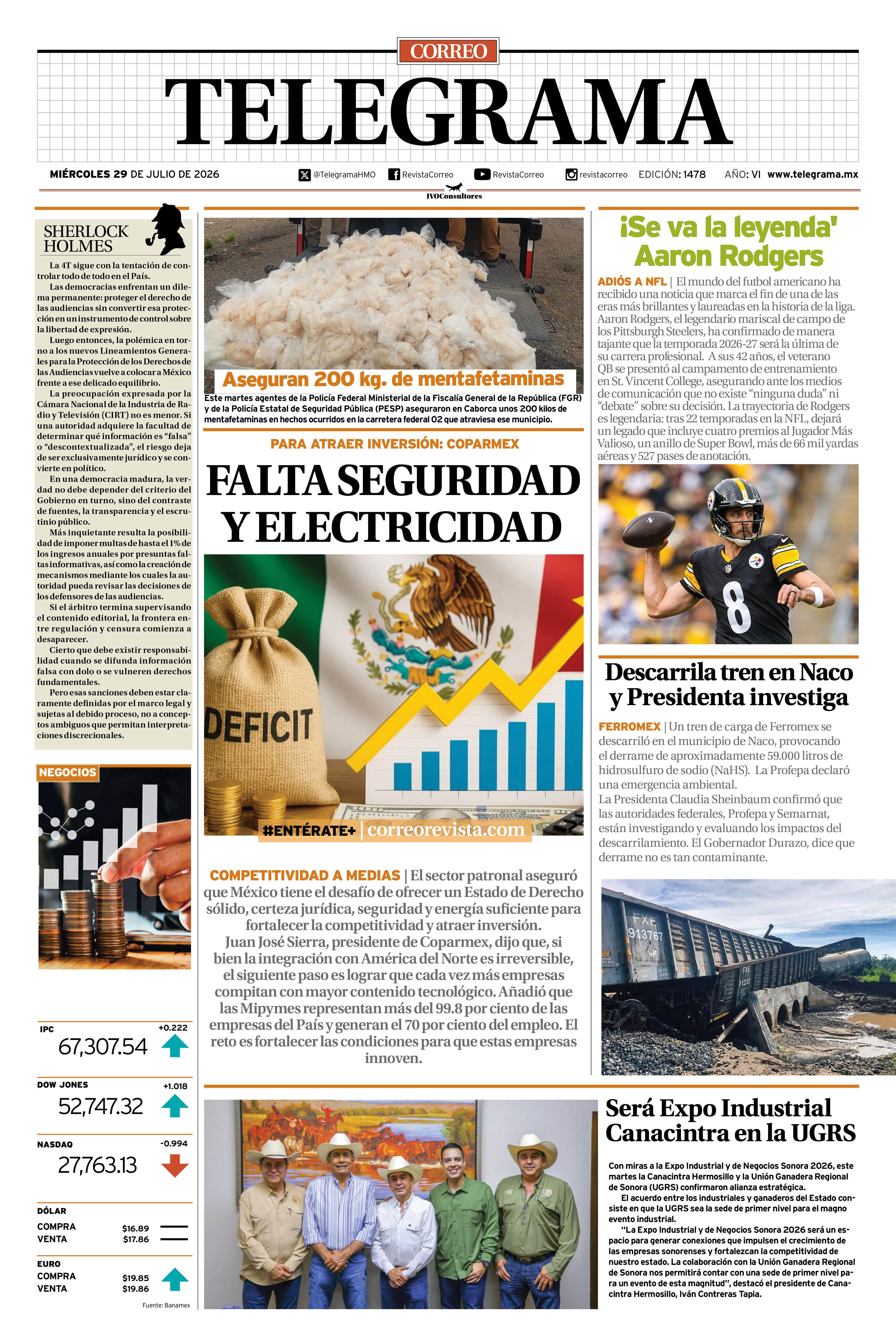 Portada de la edición TELEGRAMA 1478