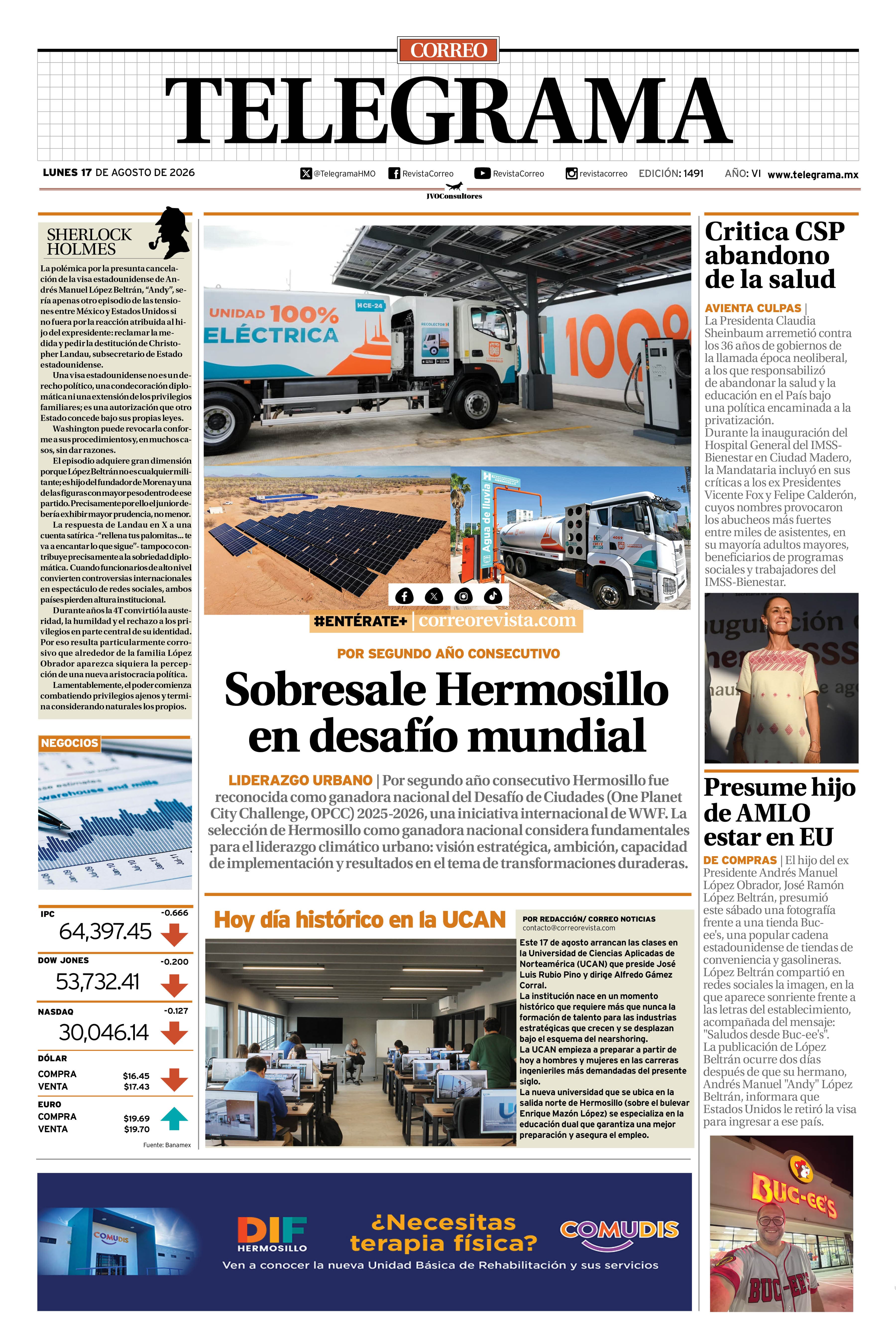 Portada de la edición TELEGRAMA 1491