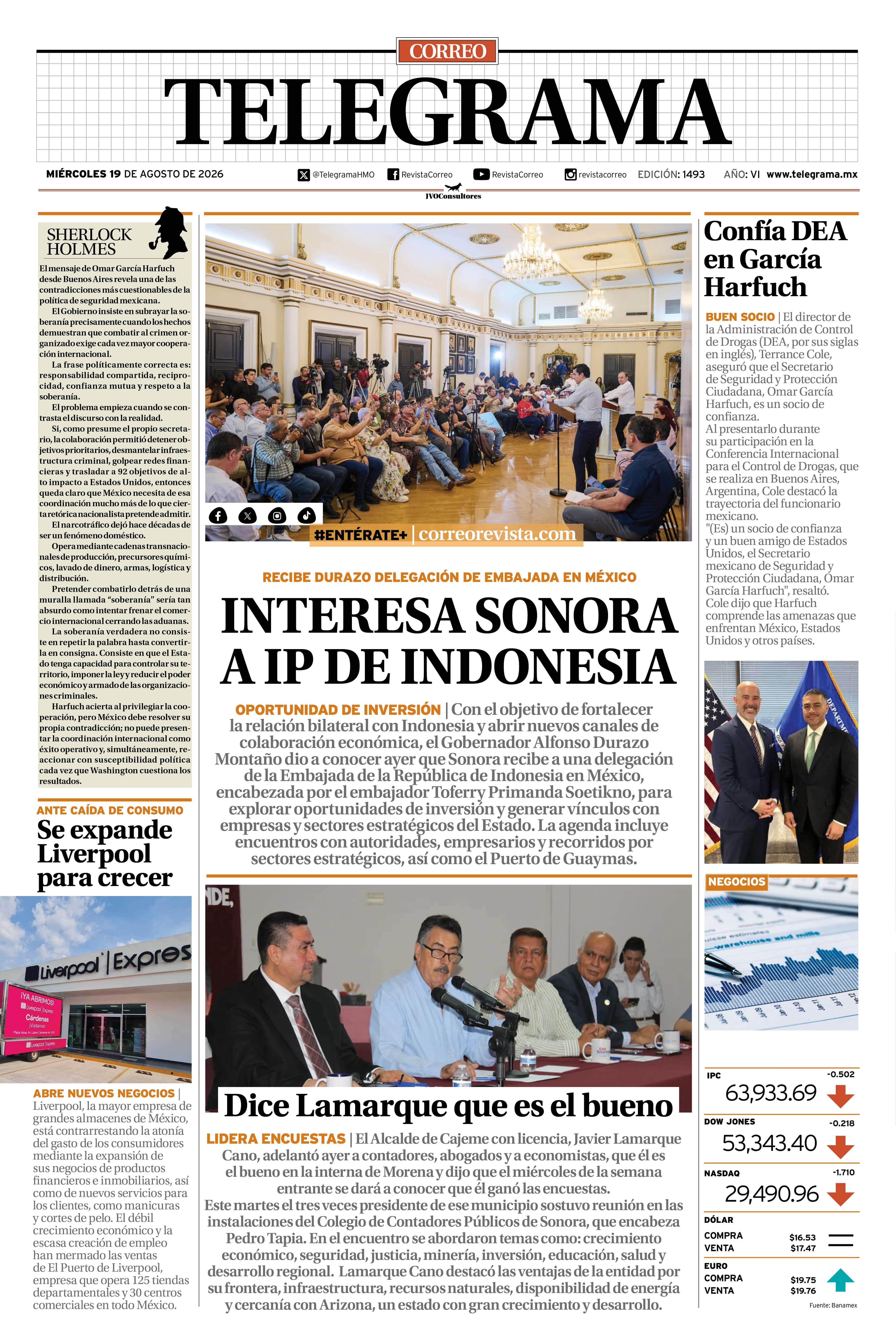 Portada de la edición TELEGRAMA 1493