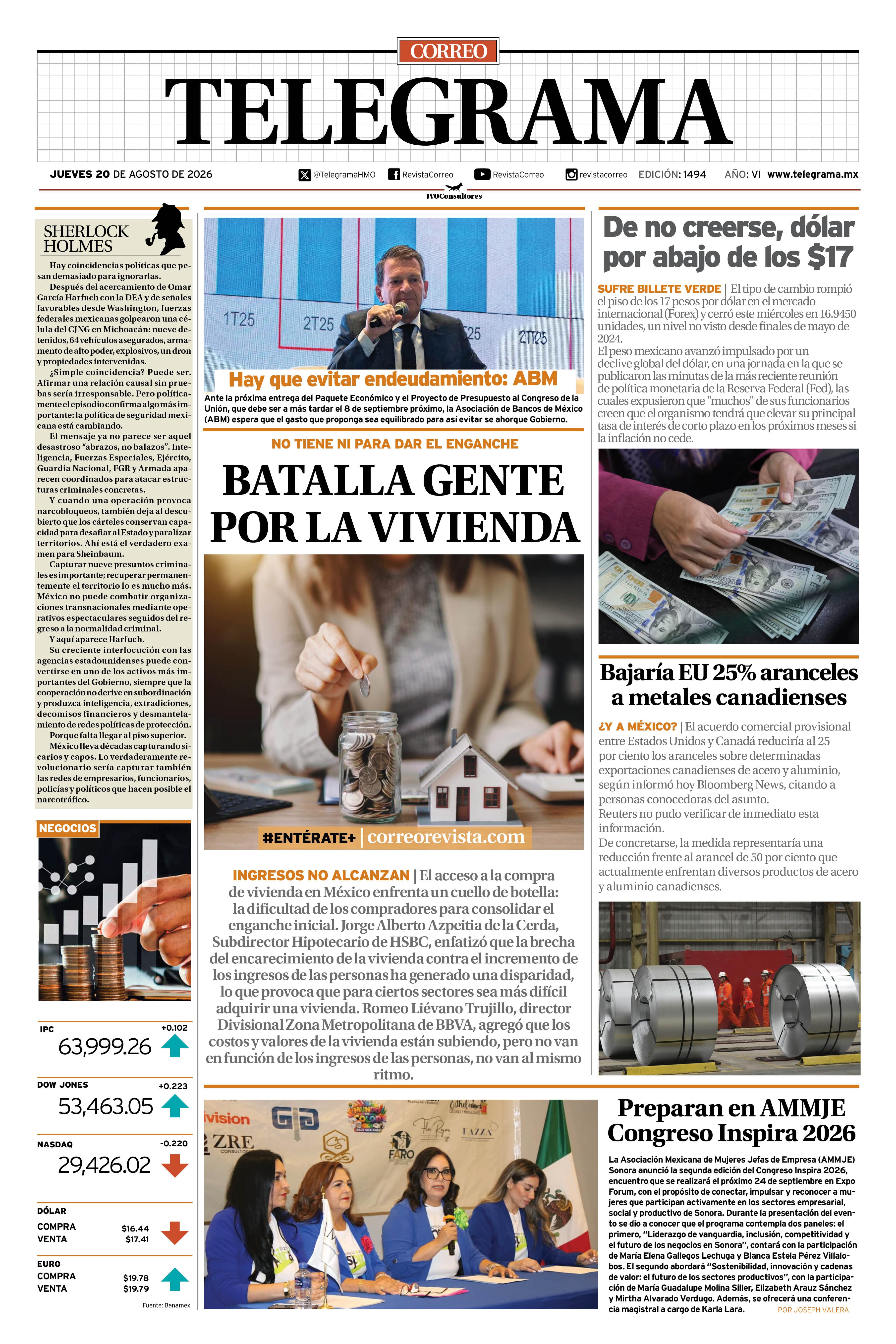 Portada de la edición TELEGRAMA 1494