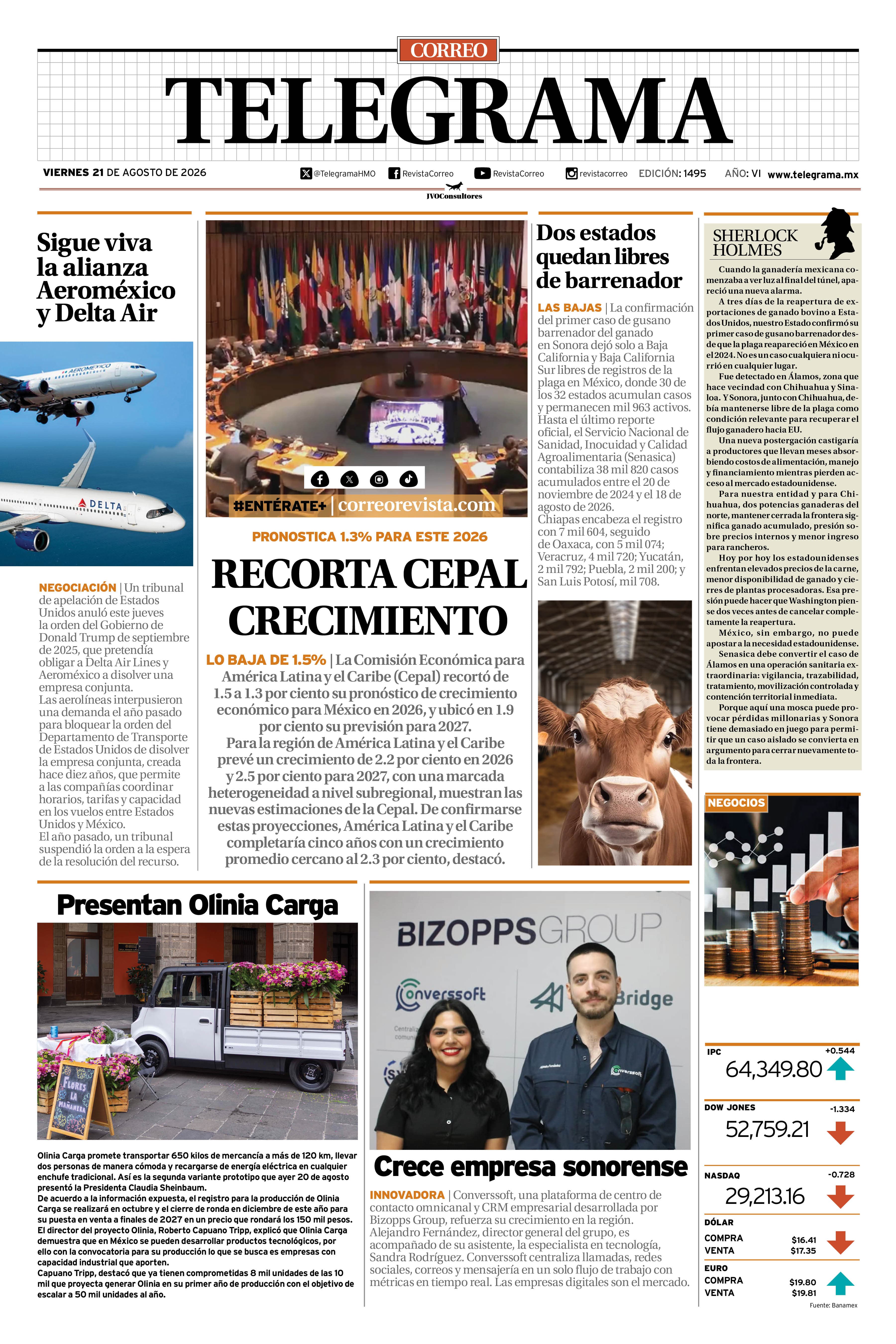 Portada de la edición TELEGRAMA 1495