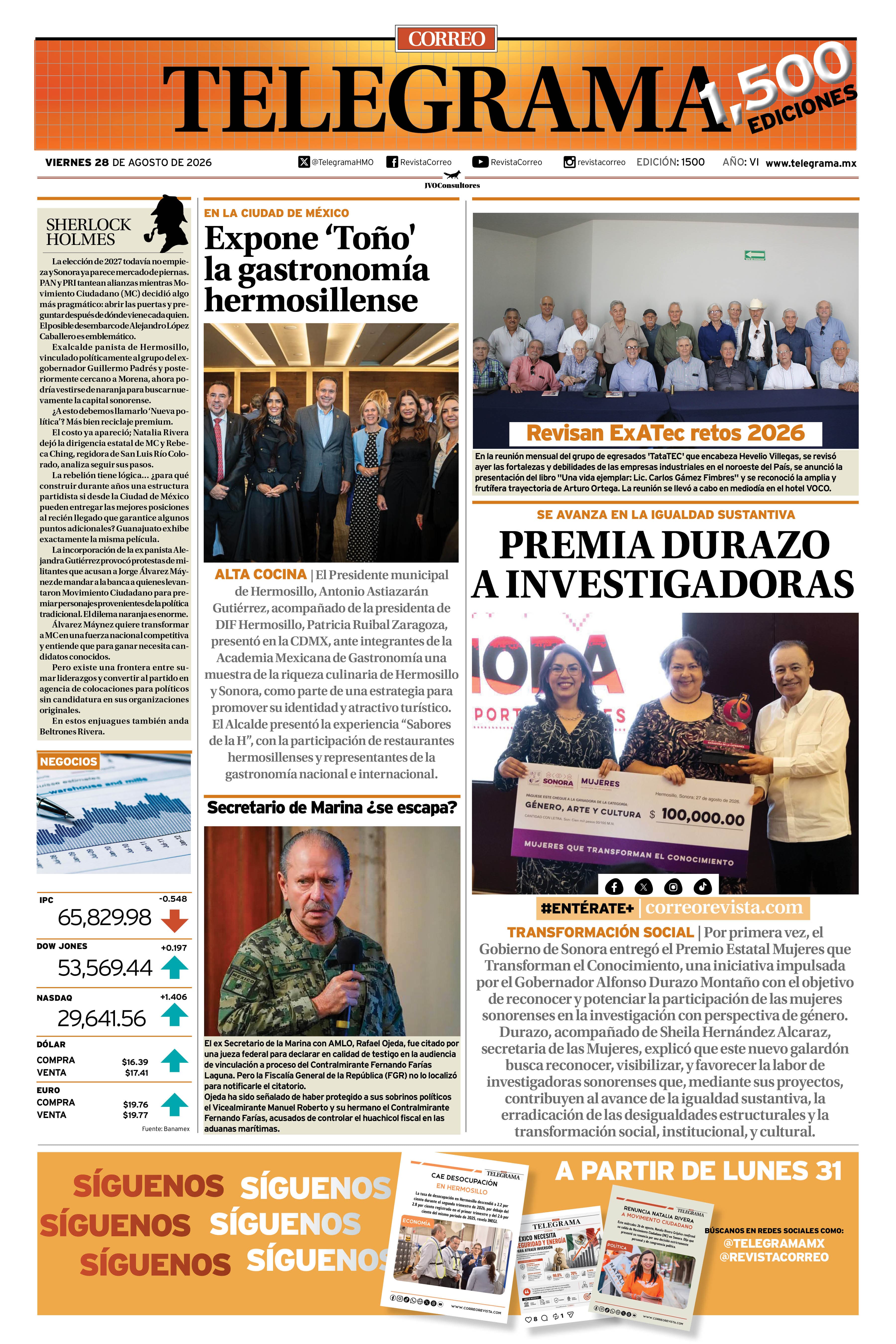 Portada de la edición TELEGRAMA 1500
